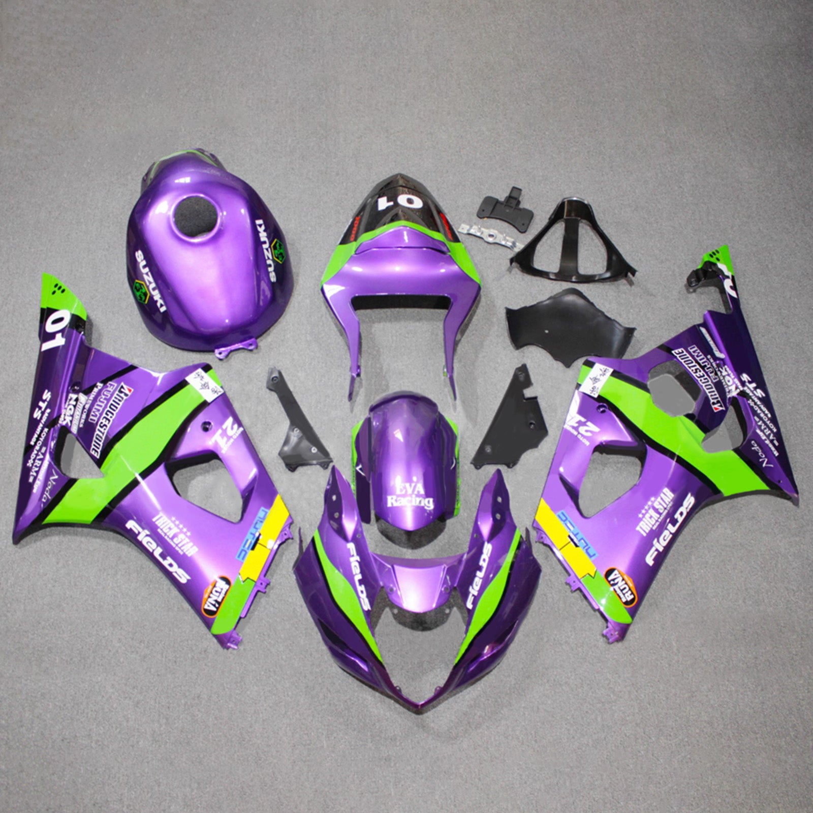 Amotopart 2003-2004 Suzuki GSXR1000 Purple Green Fairing Kit