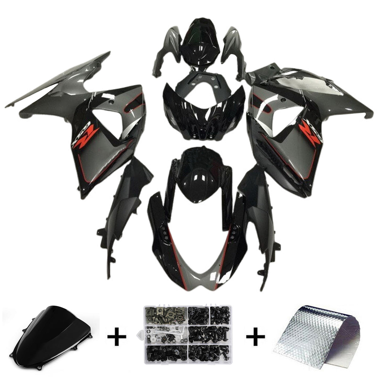 Amotopart 2009-2016 K9 GSXR1000 Suzuki Grey&Black Fairing Kit