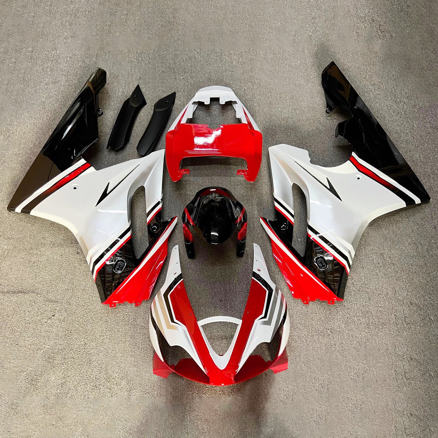 Amotopart 2006-2008 Triumph Daytona 675 Glossy Black White Red Fairing Kit