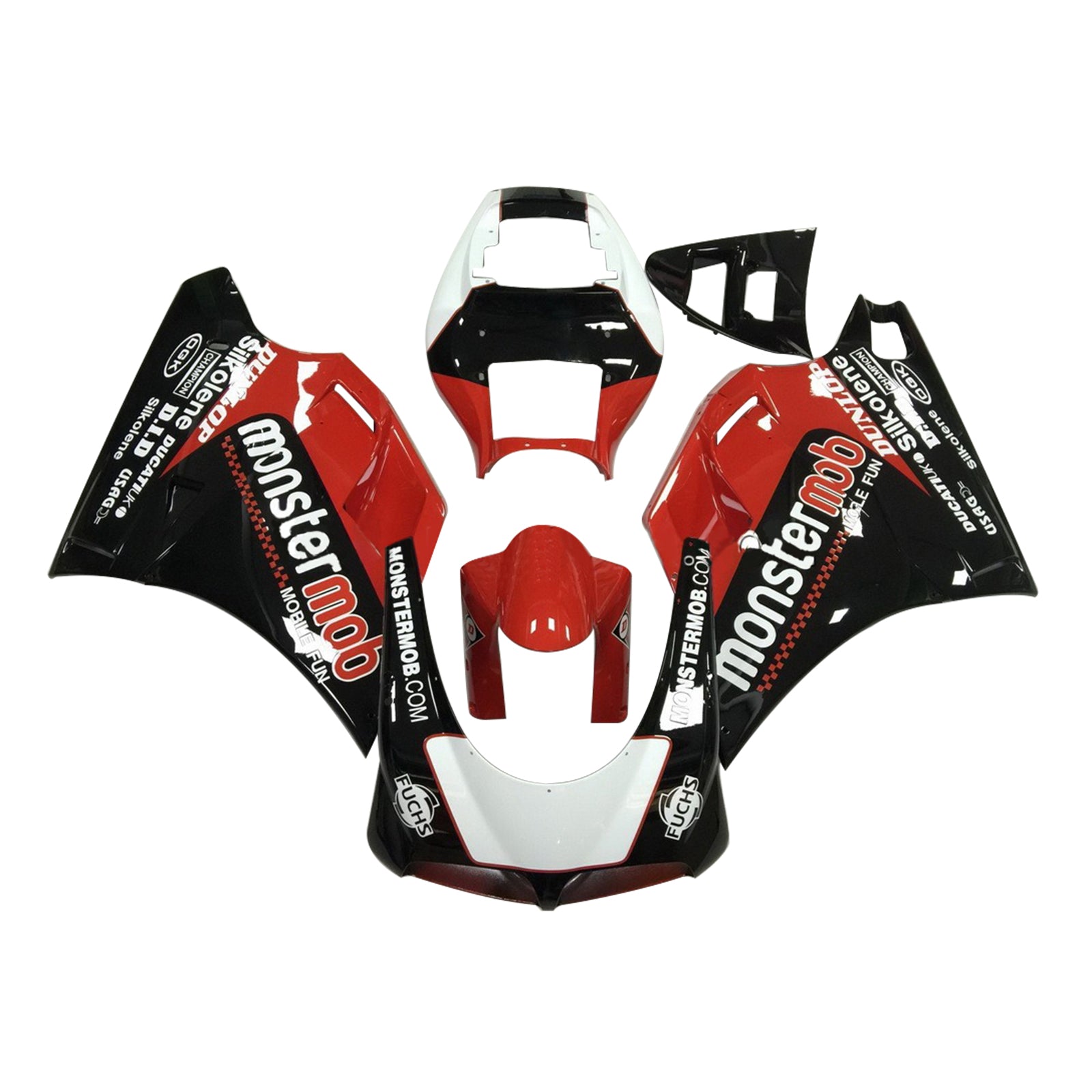 Amotopart Ducati 996 748 1996-2002 Kit de carénage rouge et noir Style 5