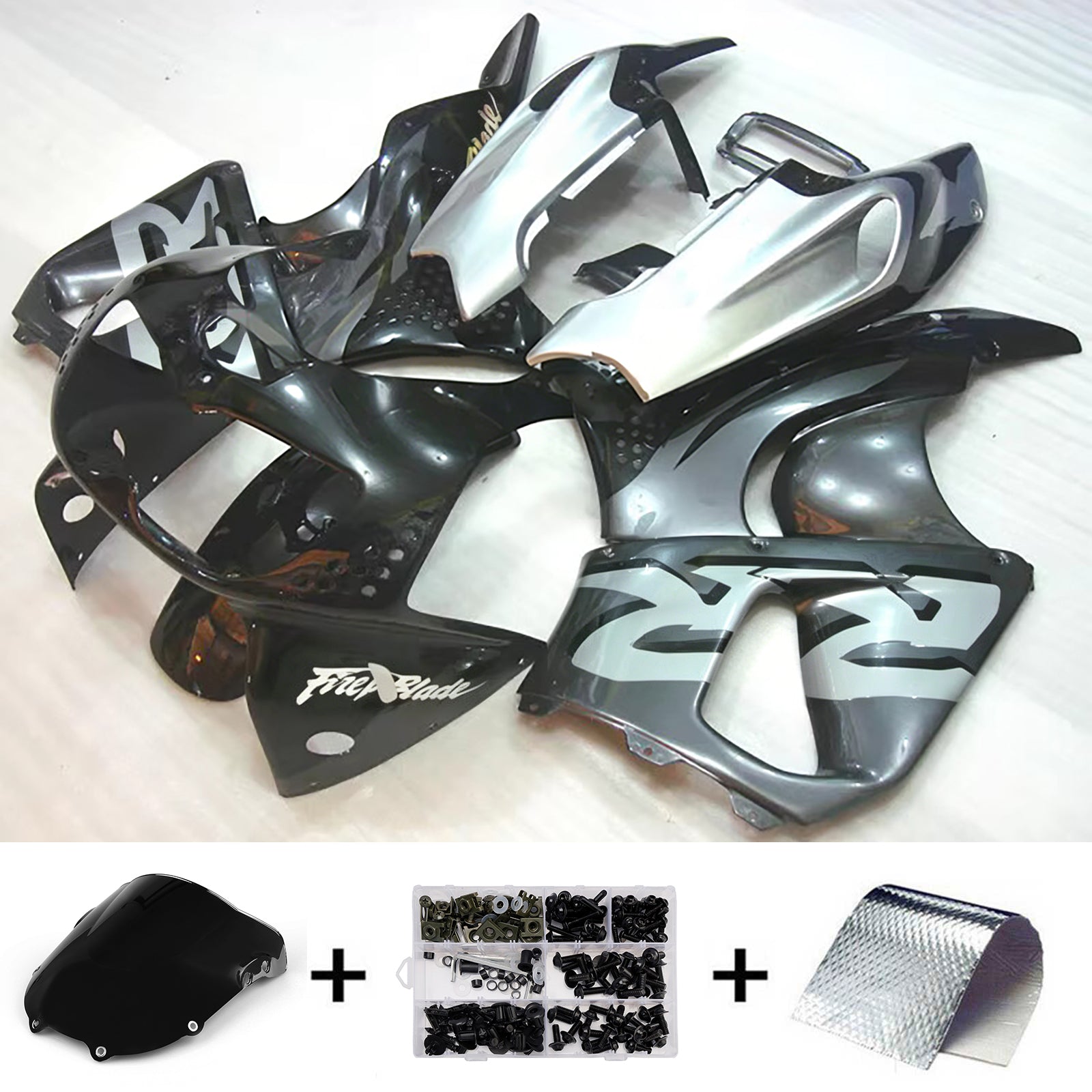 Amotopart 1994-1995 Honda CBR900RR 893 Black/Silver Fairing Kit