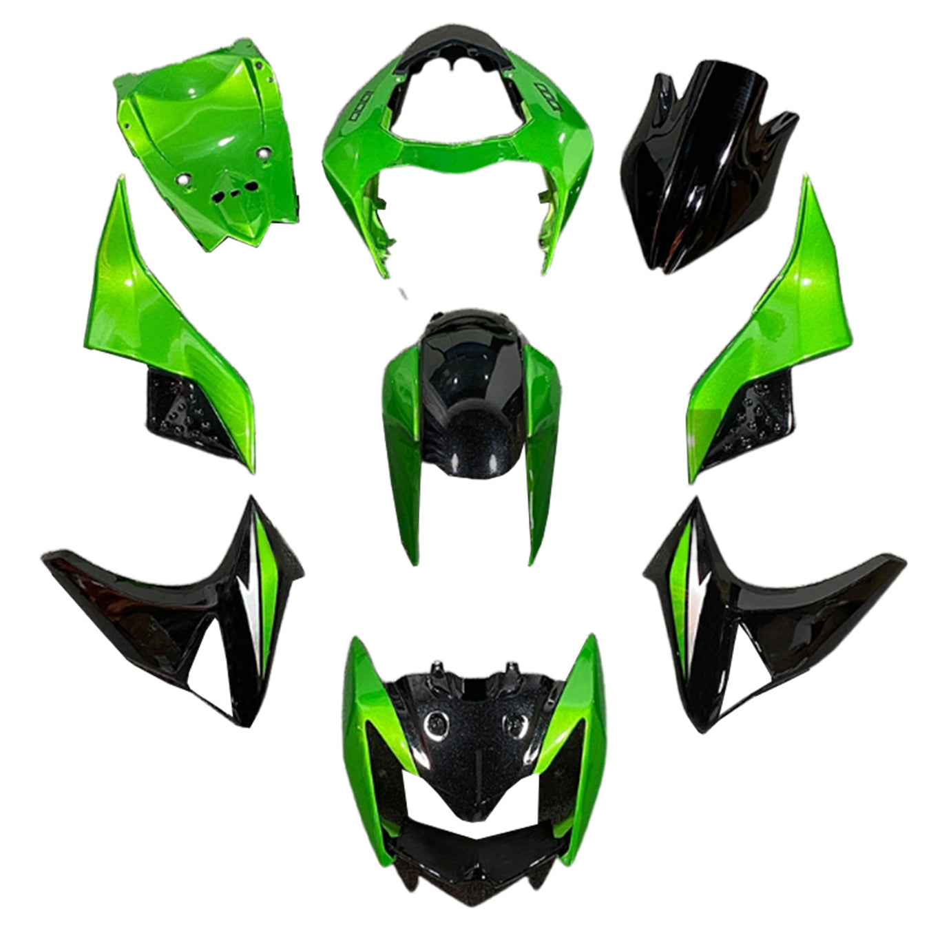 Amotopart 2007-2009 Kawasaki Z1000 Glossy Black Green Fairing Kit