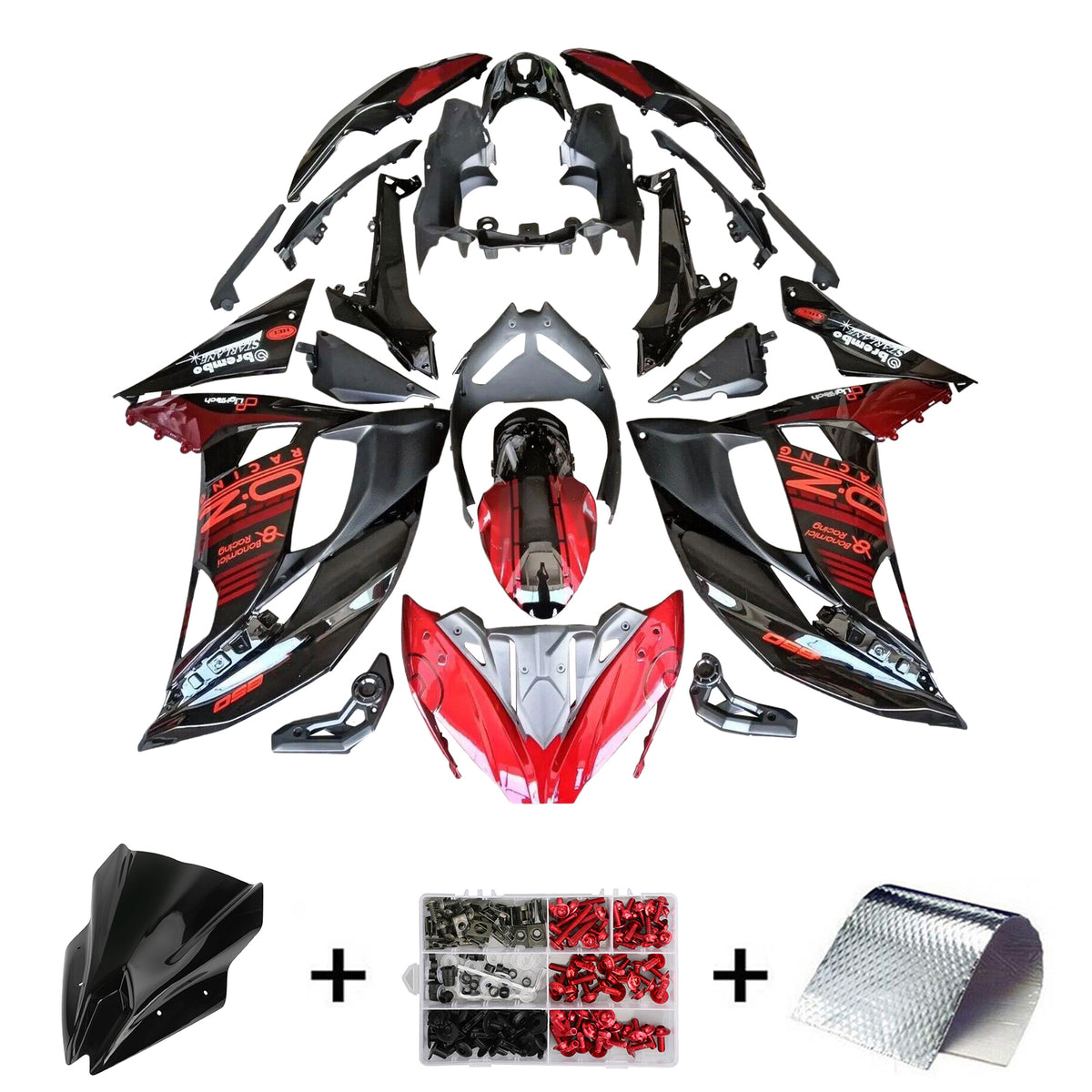 Amotopart 2017-2019 Kawasaki ER6F/Ninja650R Red Black Fairing Kit