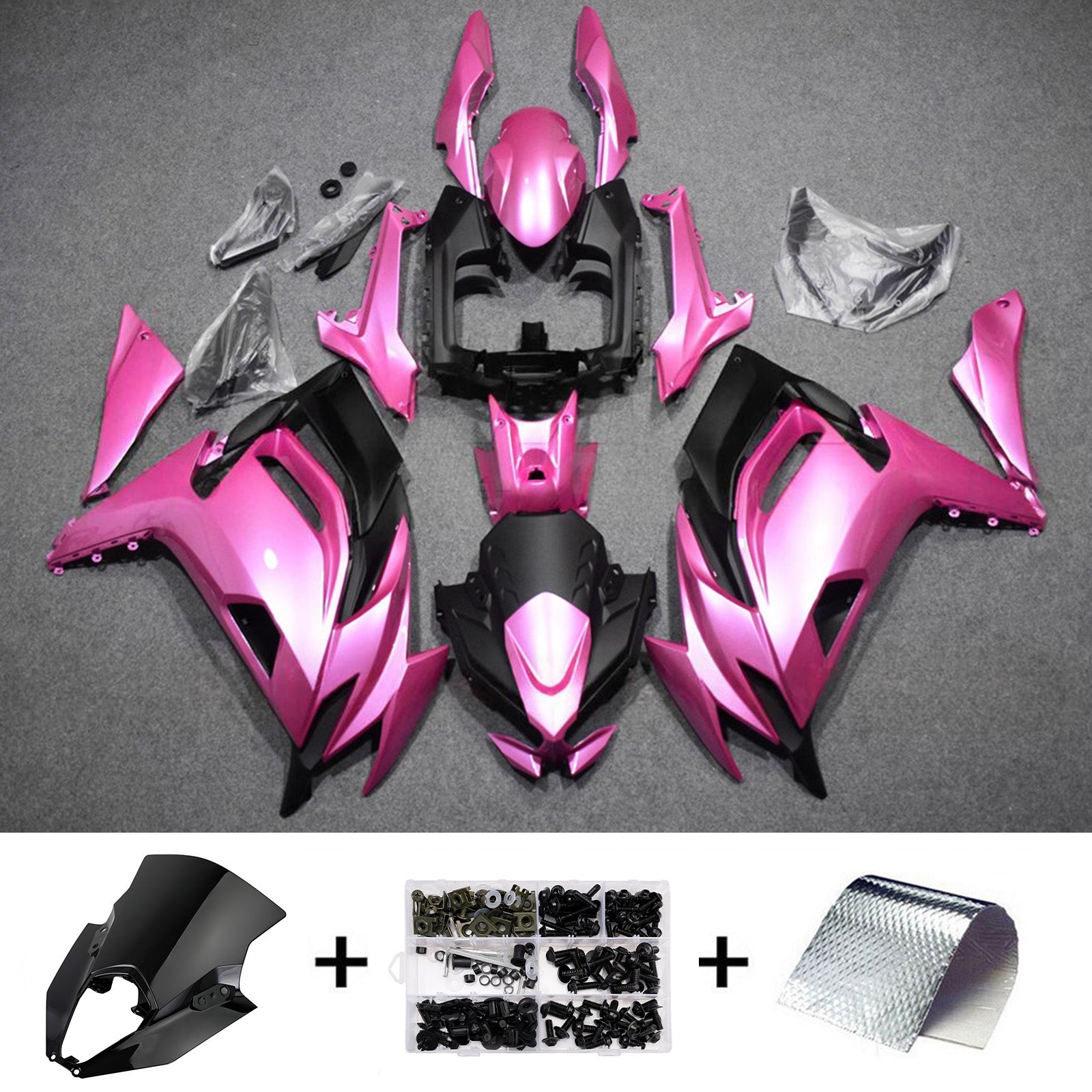 Amotopart 2020-2025 Kawasaki ER6F/Ninja650 Pink Fairing Kit