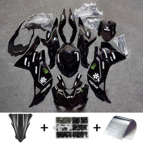 Amotopart 2019–2024 Ninja ZX-25R ZX-4R ZX-4RR Kawasaki, schwarz mit weißen Emblemen, Verkleidungssatz