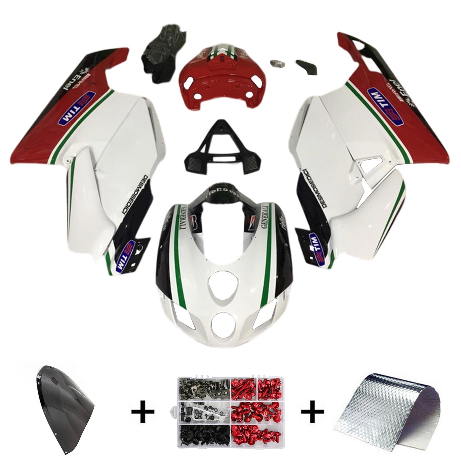 Amotopart 2003 2004 Ducati 999 749 Kit de carénage Style4 rouge et blanc