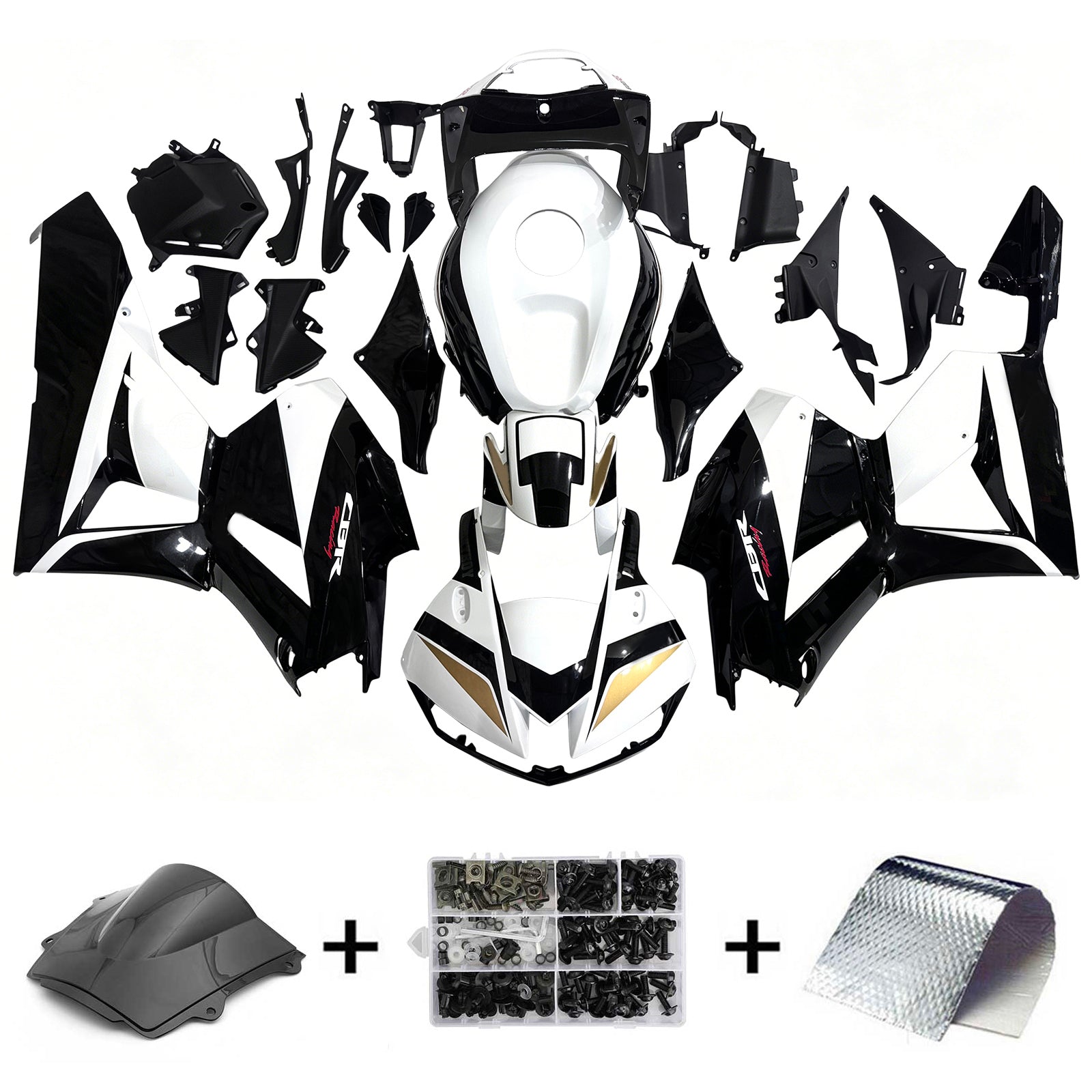 Amotopart 13-26 US-version. &  13-23 Europeisk version Honda CBR600RR Svart&Wvit kåpsats