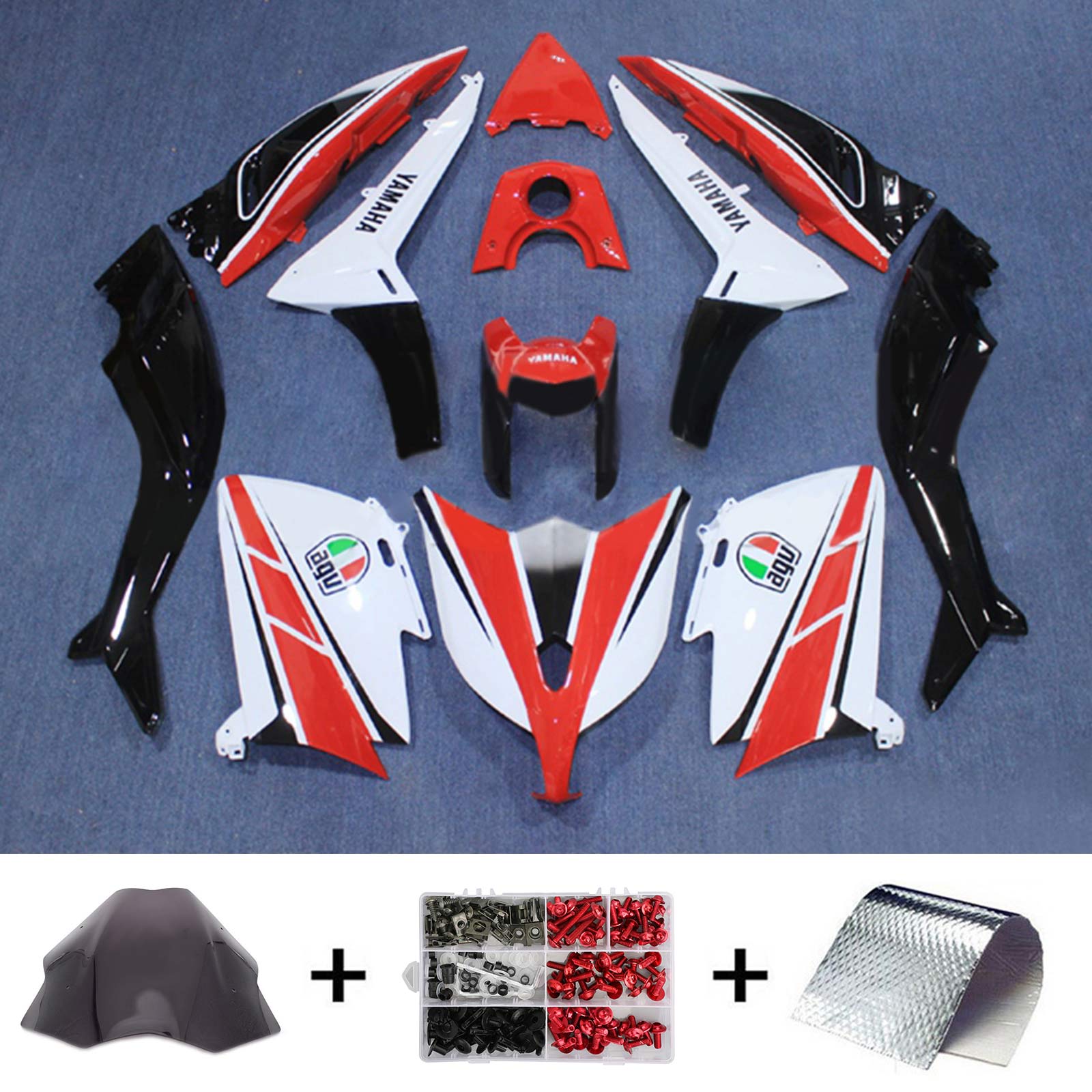 Amotopart 2012-2014 TMax TMAX 530 Yamaha Kit de carenado rojo y blanco Style4