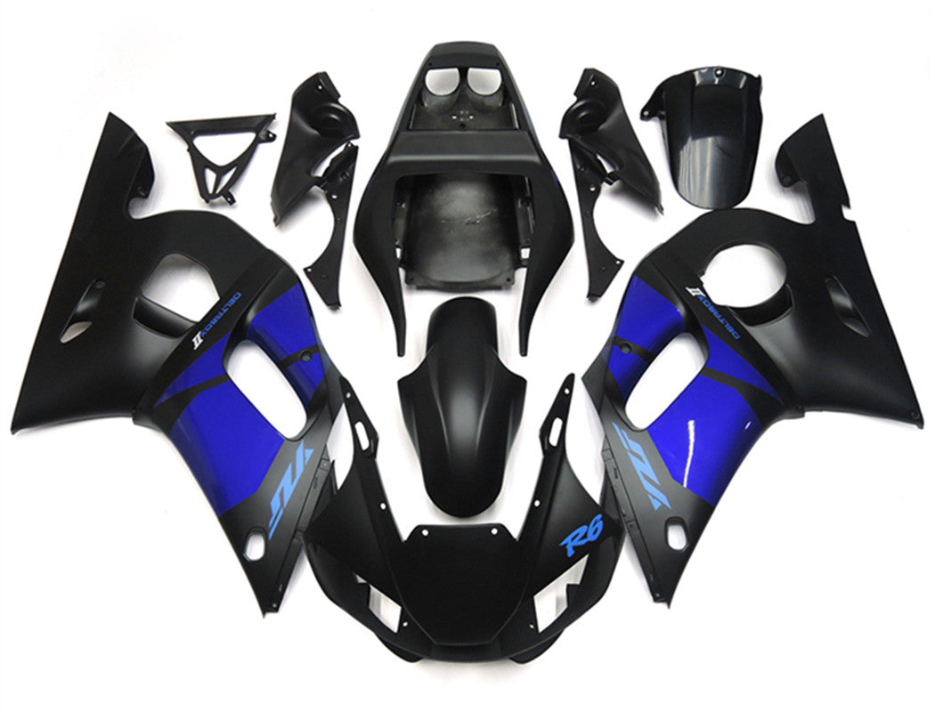 Amotopart Yamaha YZF 600 R6 1998-2002 Kit de carénage bleu et noir Style2