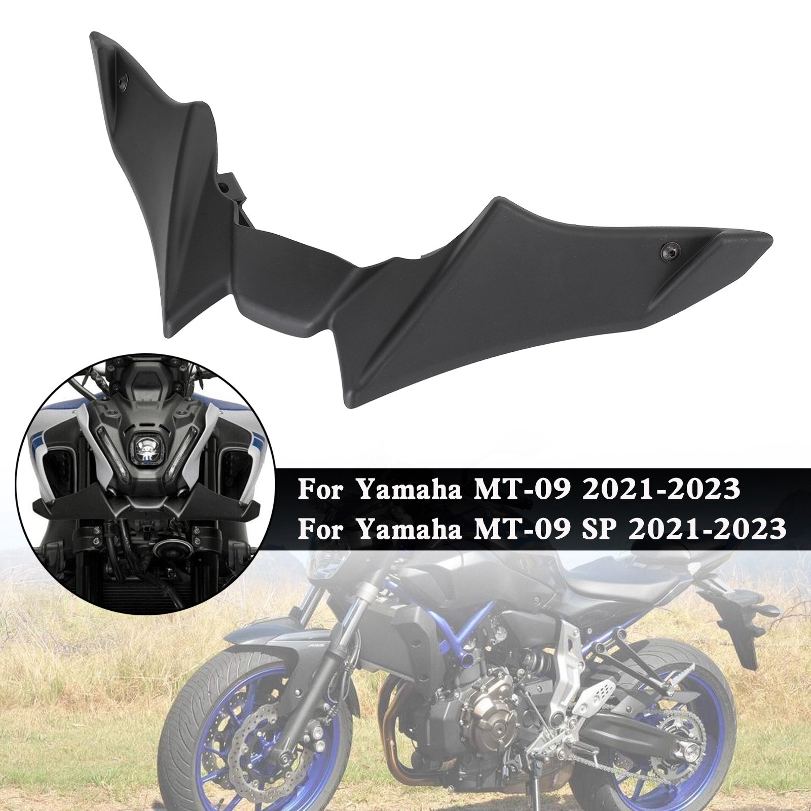 Front Fender Beak Lip Nose Cone Cover Spoilers för Yamaha MT-09 SP 2021-2023
