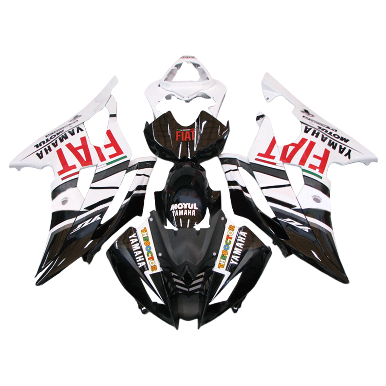 Amotopart 2008-2016 Yamaha YZF 600 R6 Kit de carénage blanc et noir Style1