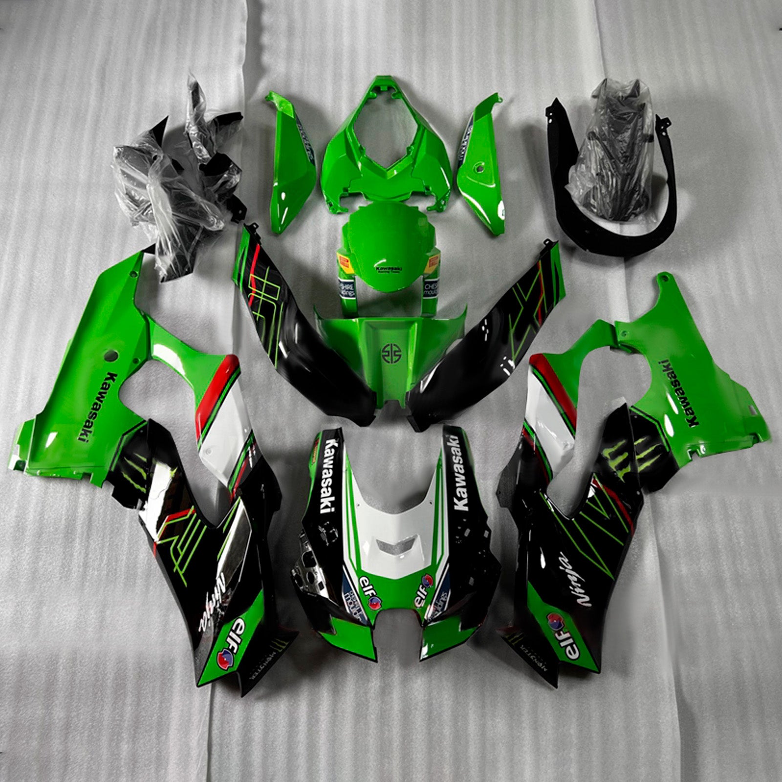 Amotopart 2021-2025 Kawasaki ZX-10R/ZX-10RR Green Black Fairing Kit