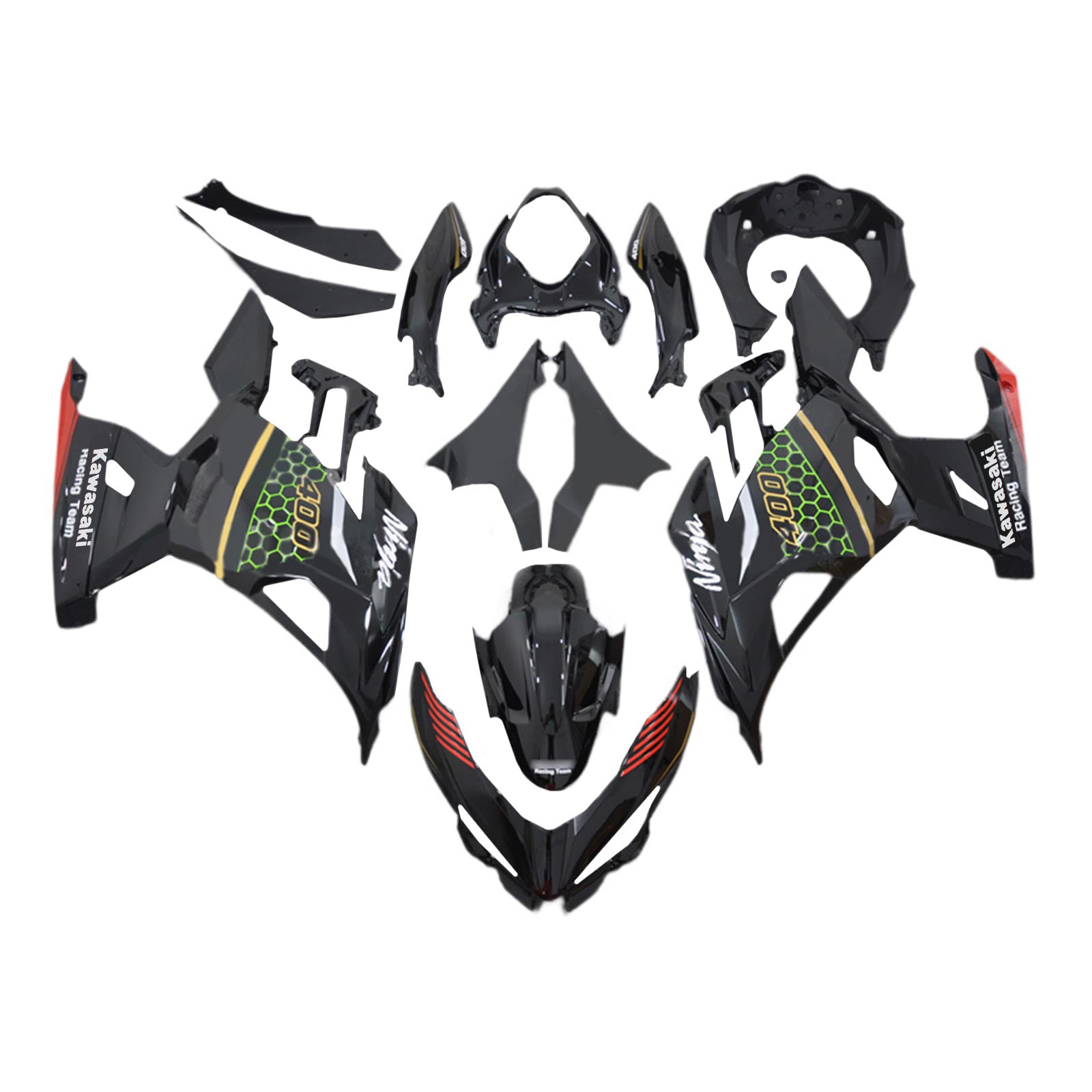 Amotopart 2018-2024 Kawasaki EX400 Ninja400 Black traditional Fairing Kit