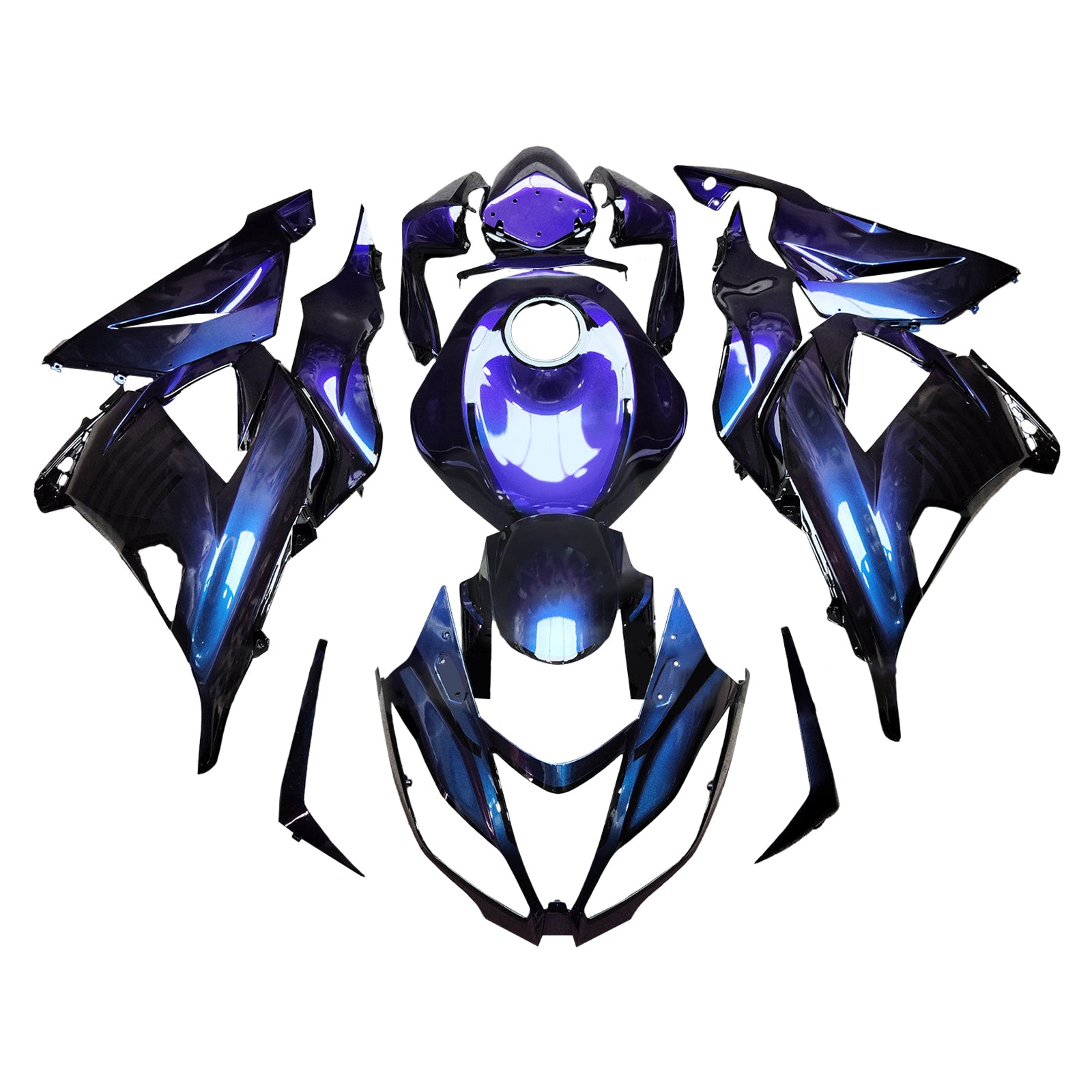 Amotopart 2013-2018 Kawasaki ZX6R 636 Gradient Blue Purple Fairing Kit