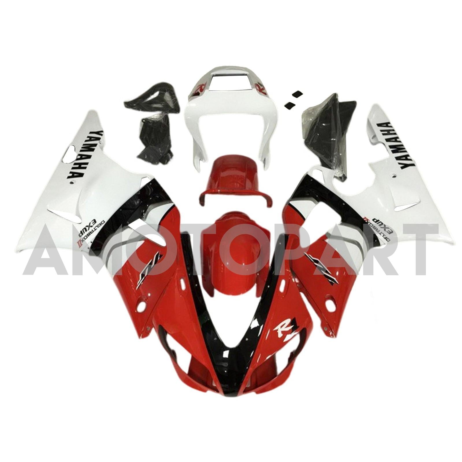 Amotopart 1998-1999 Yamaha YZF 1000 R1 Black Red White Fairing Kit