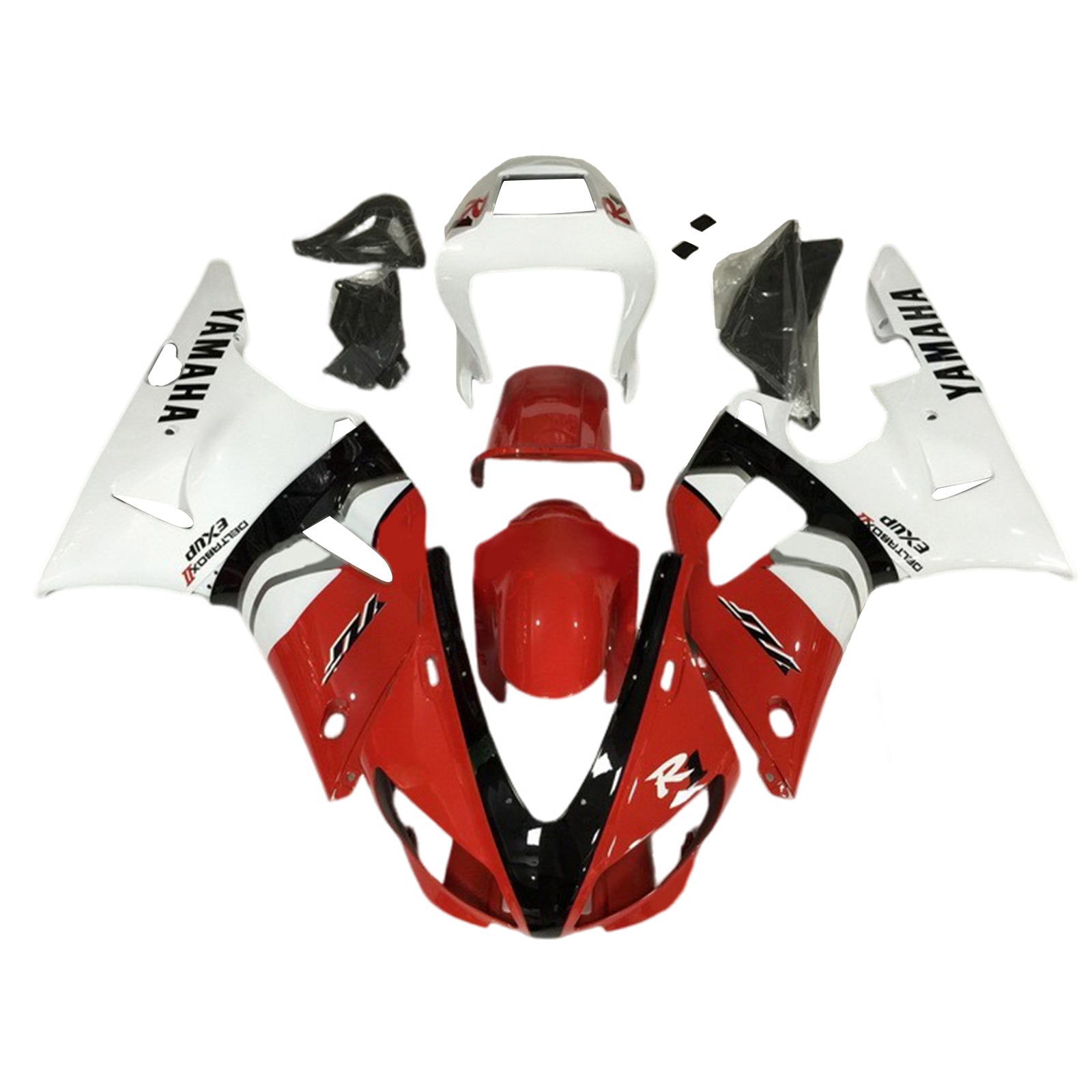 Amotopart 1998-1999 Yamaha YZF 1000 R1 Black Red White Fairing Kit