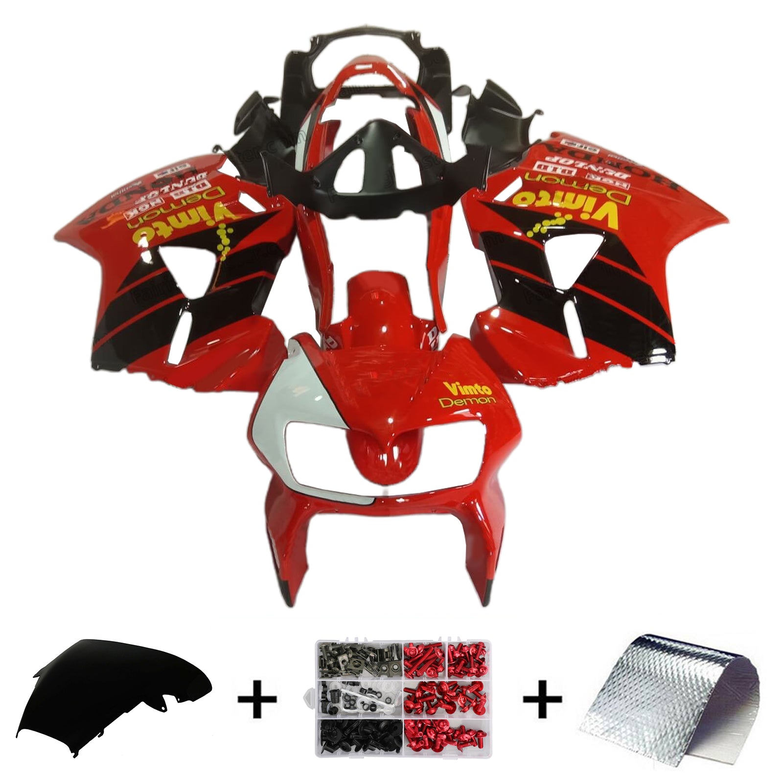 Amotopart 1998-2001 Honda VFR800 Kit de carenado rojo negro