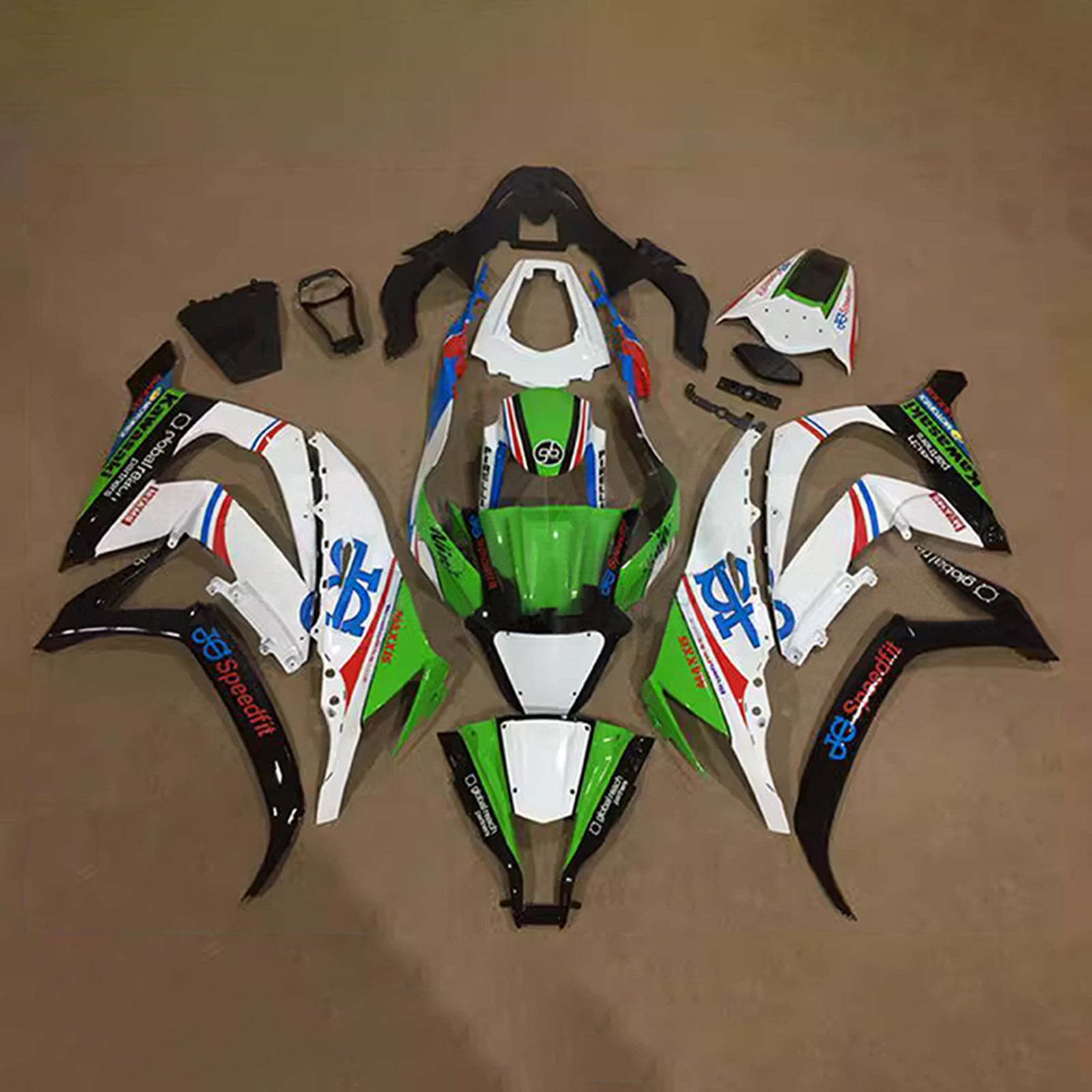 Amotopart 2011-2015 Kawasaki ZX10R Green Black White Blue Fairing Kit