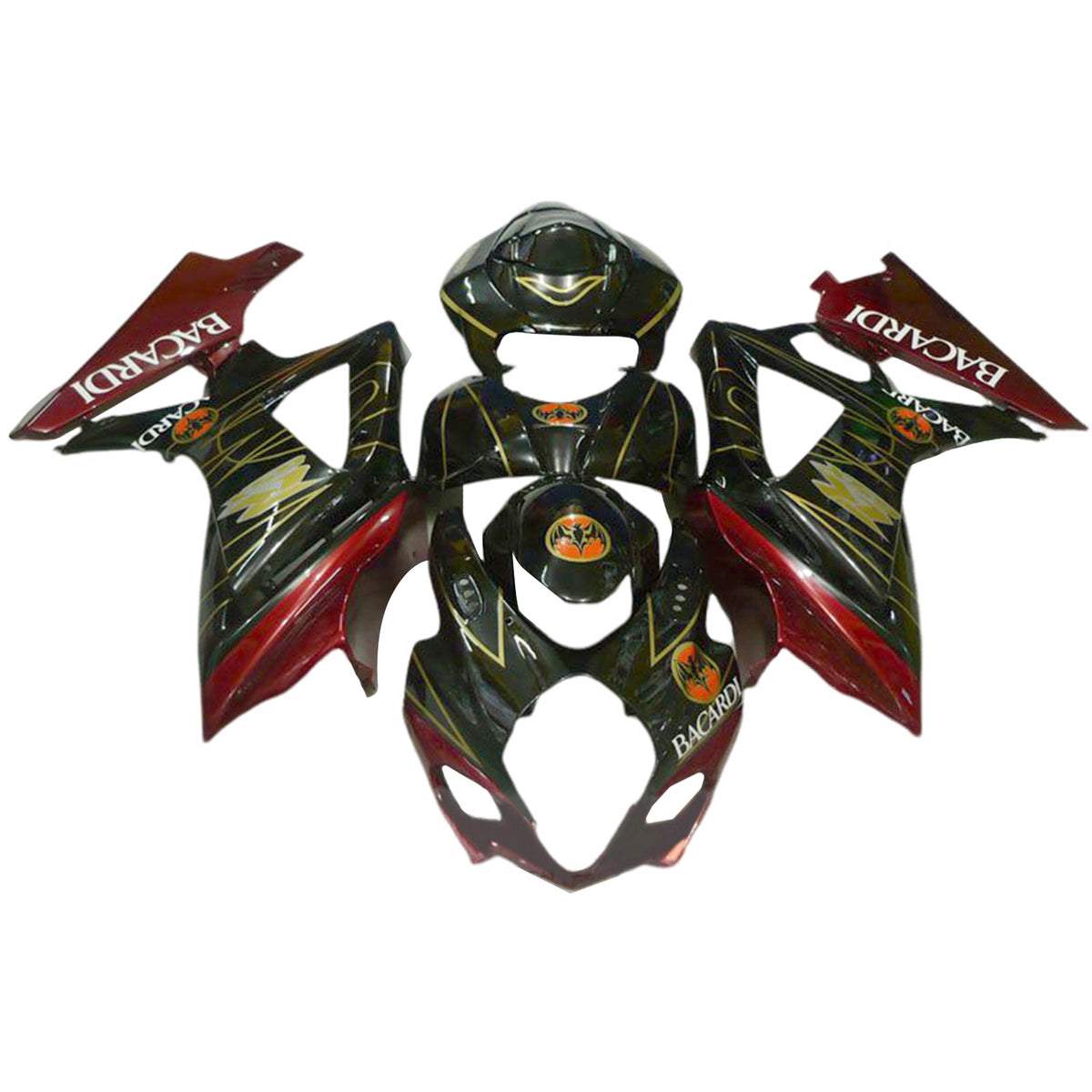 Amotopart 2007-2008 K7 GSXR1000 Suzuki Kit de carénage rouge avec accents dorés