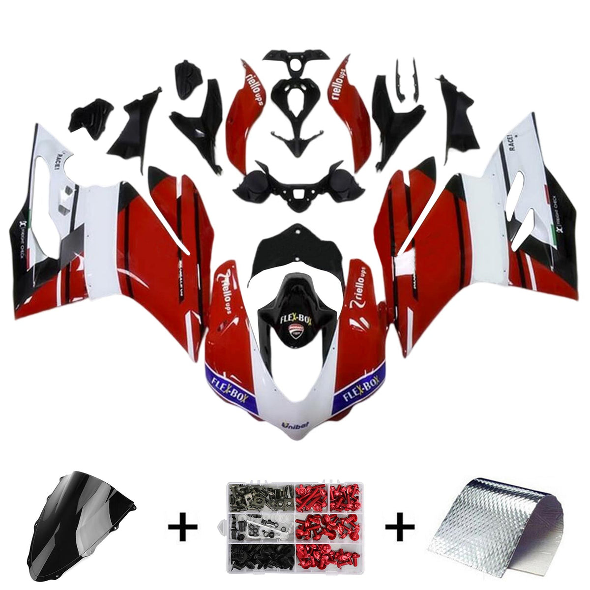 Amotopart 2015-2020 Ducati 1299 959 Red&White Style5 Fairing Kit