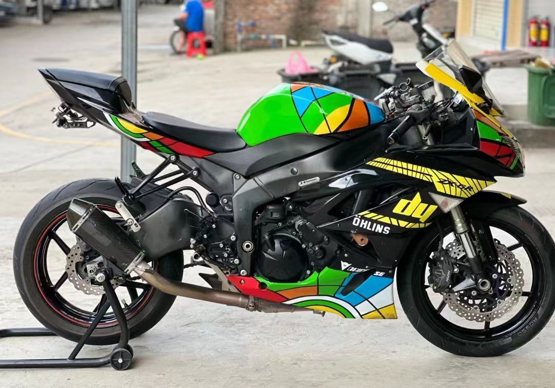 Amotopart Kawasaki 2009-2012 ZX6R 636 Kit de carenado multicolor