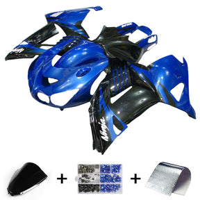 Amotopart 2006-2011 Kawasaki ZX14R ZZR1400 Black Blue & Whtie  Fairing Kit