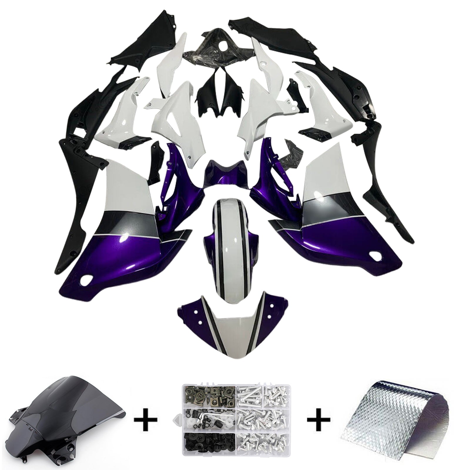 Amotopart 2011-2015 CBR250R Honda Kit de carenado morado y blanco