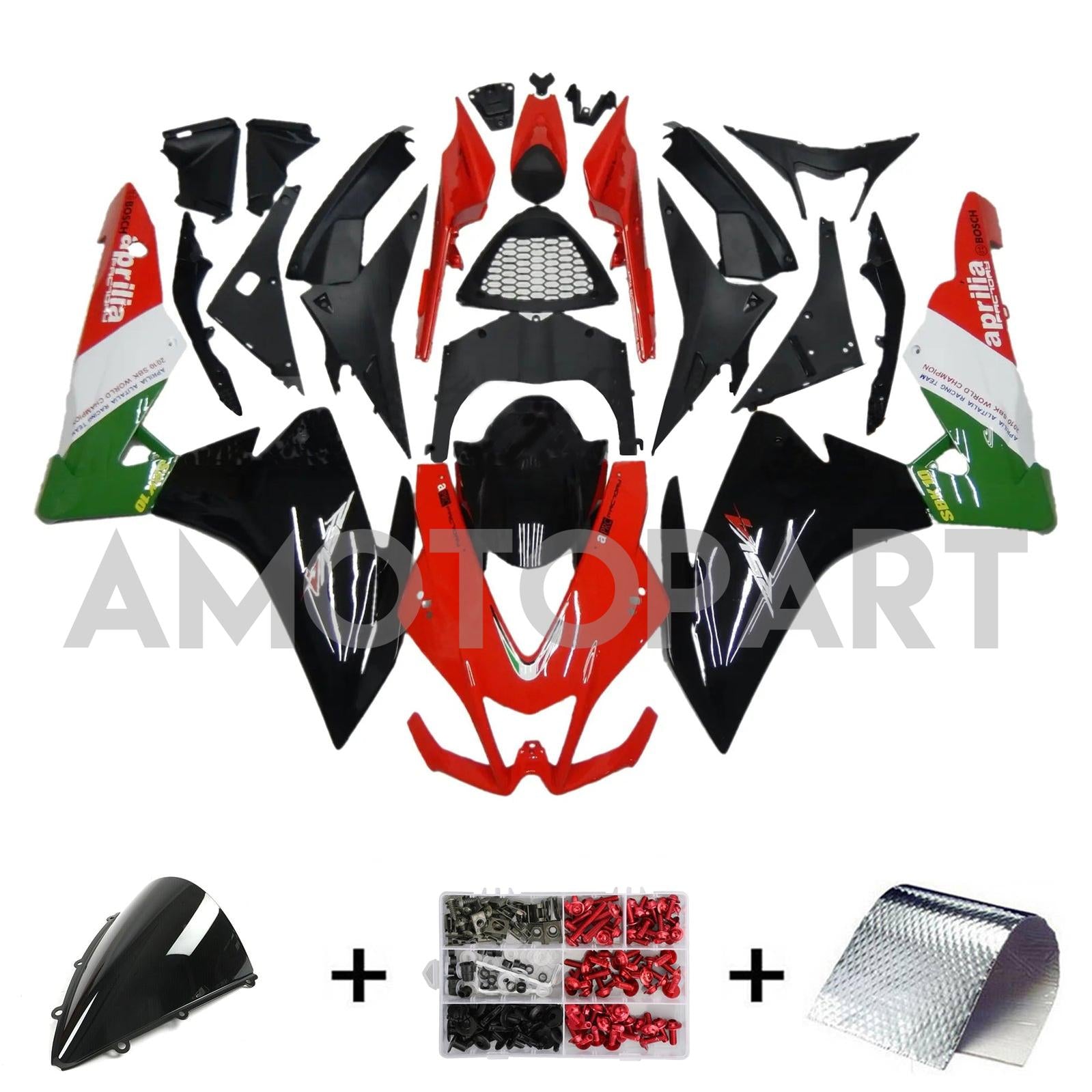 Amotopart 2009-2015 RSV4 1000 Aprilia Red&Green Style1 Fairing Kit