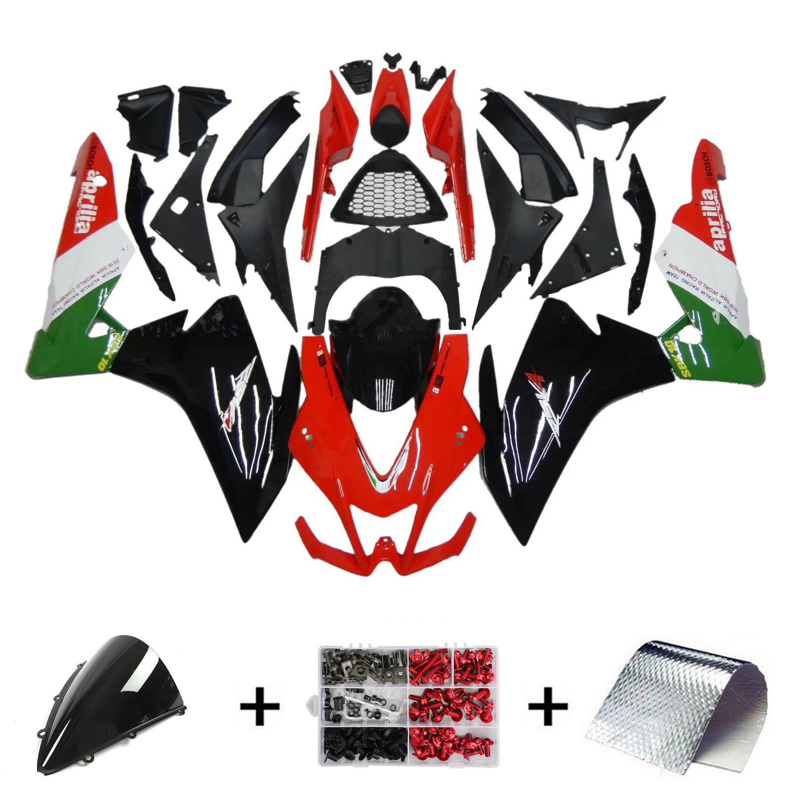 Amotopart 2009–2015 RSV4 1000 Aprilia Red&amp;Green Style1 Verkleidungsset