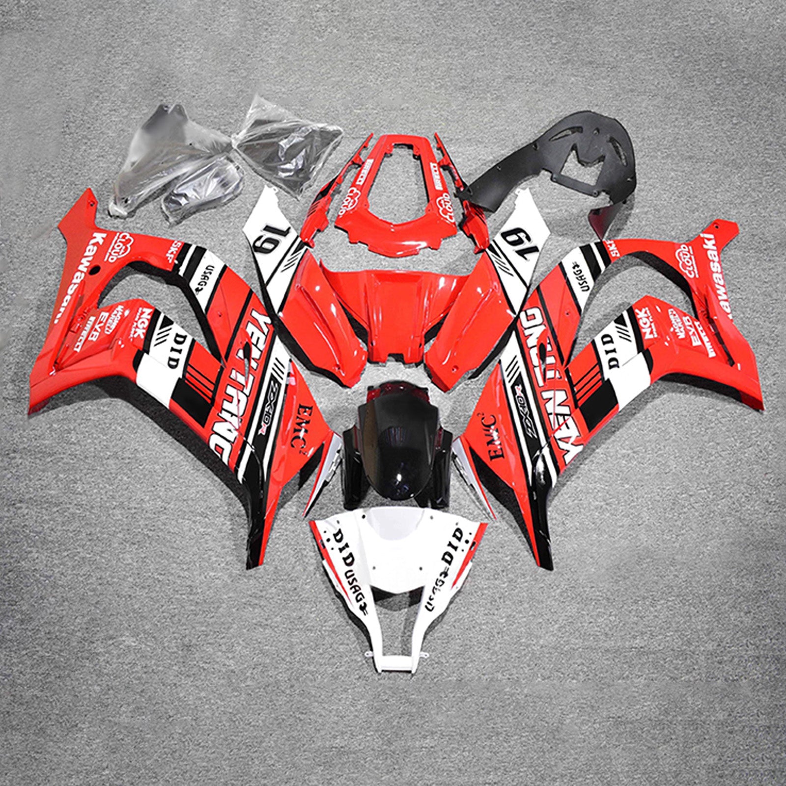 Amotopart 2011-2015 Kawasaki ZX10R Black Red White Fairing Kit