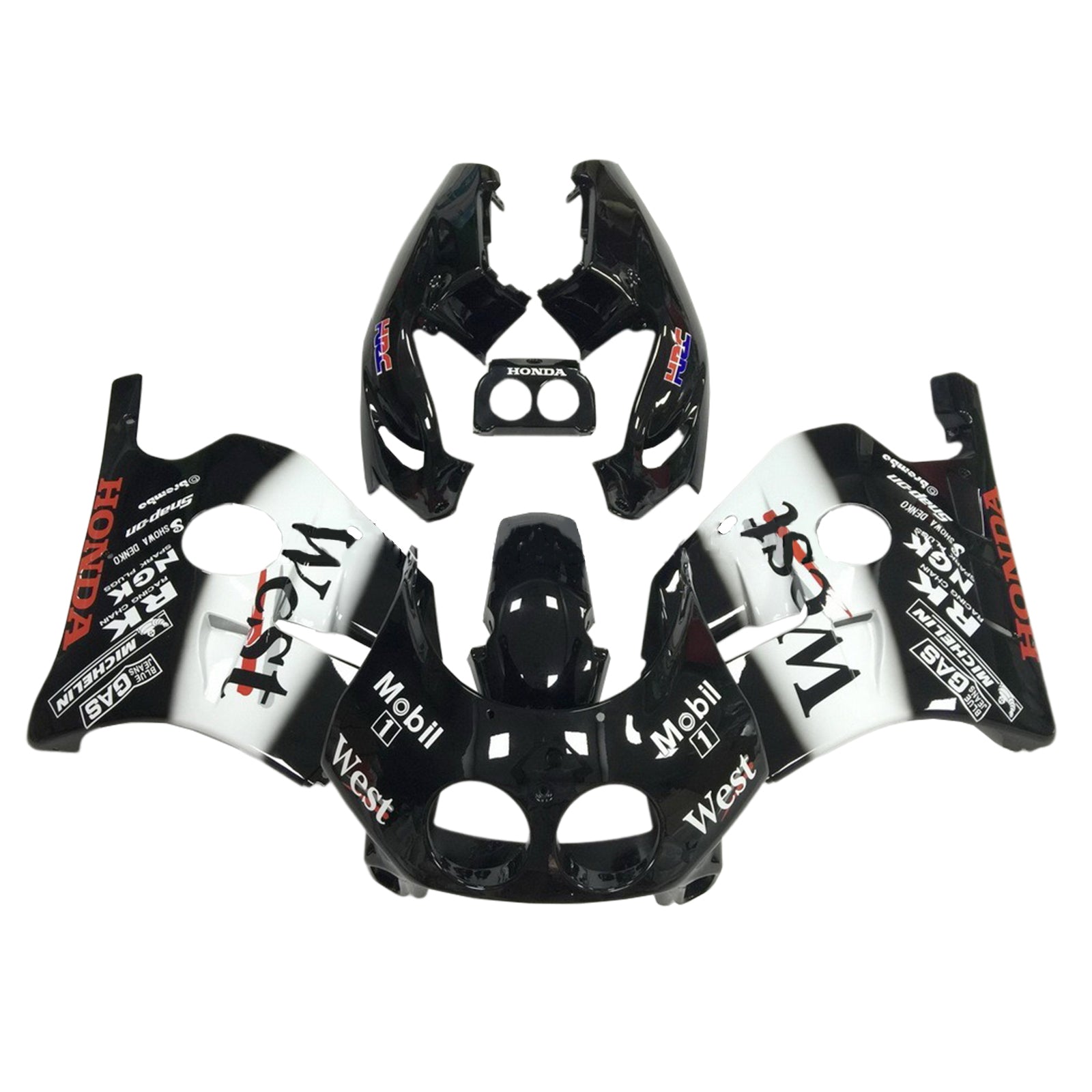 Amotopart 1990-1998 Honda CBR250RR MC22 Black White Fairing Kit