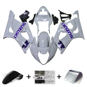 Amotopart 2003-2004 K3 GSXR1000 Suzuki White with Blue Logo Fairing Kit