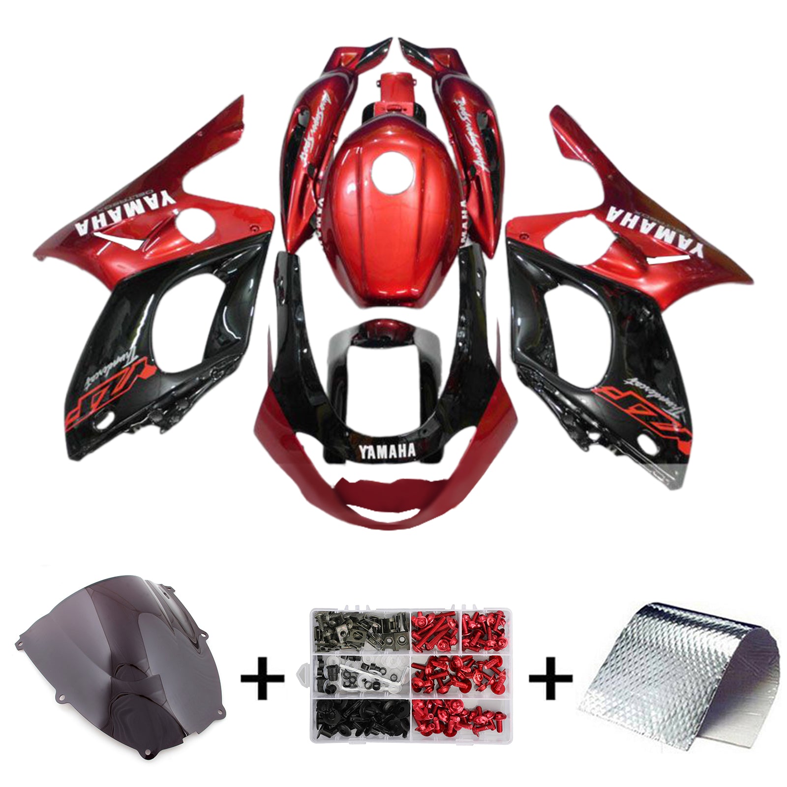 Amotopart 1996-2007 Yamaha YZF 600R Thundercat Red Black Fairing Kit