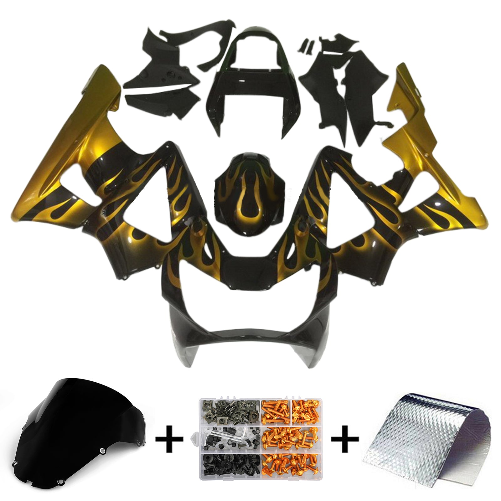 Amotopart 2000-2001 Honda CBR929RR Kit de carenado negro dorado