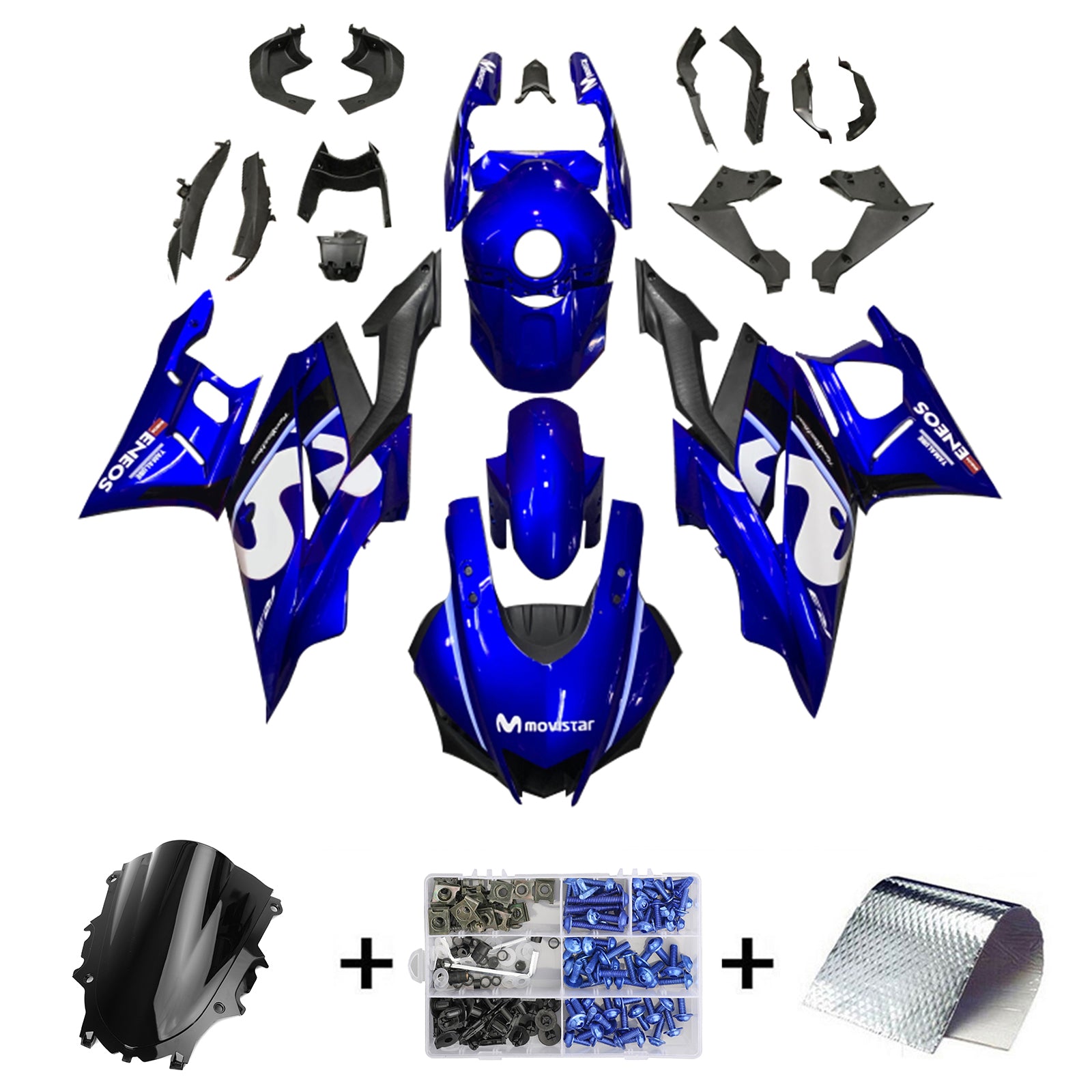 Amotopart 2022-2024 Yamaha YZF-R3 R25 Blue&White Fairing Kit