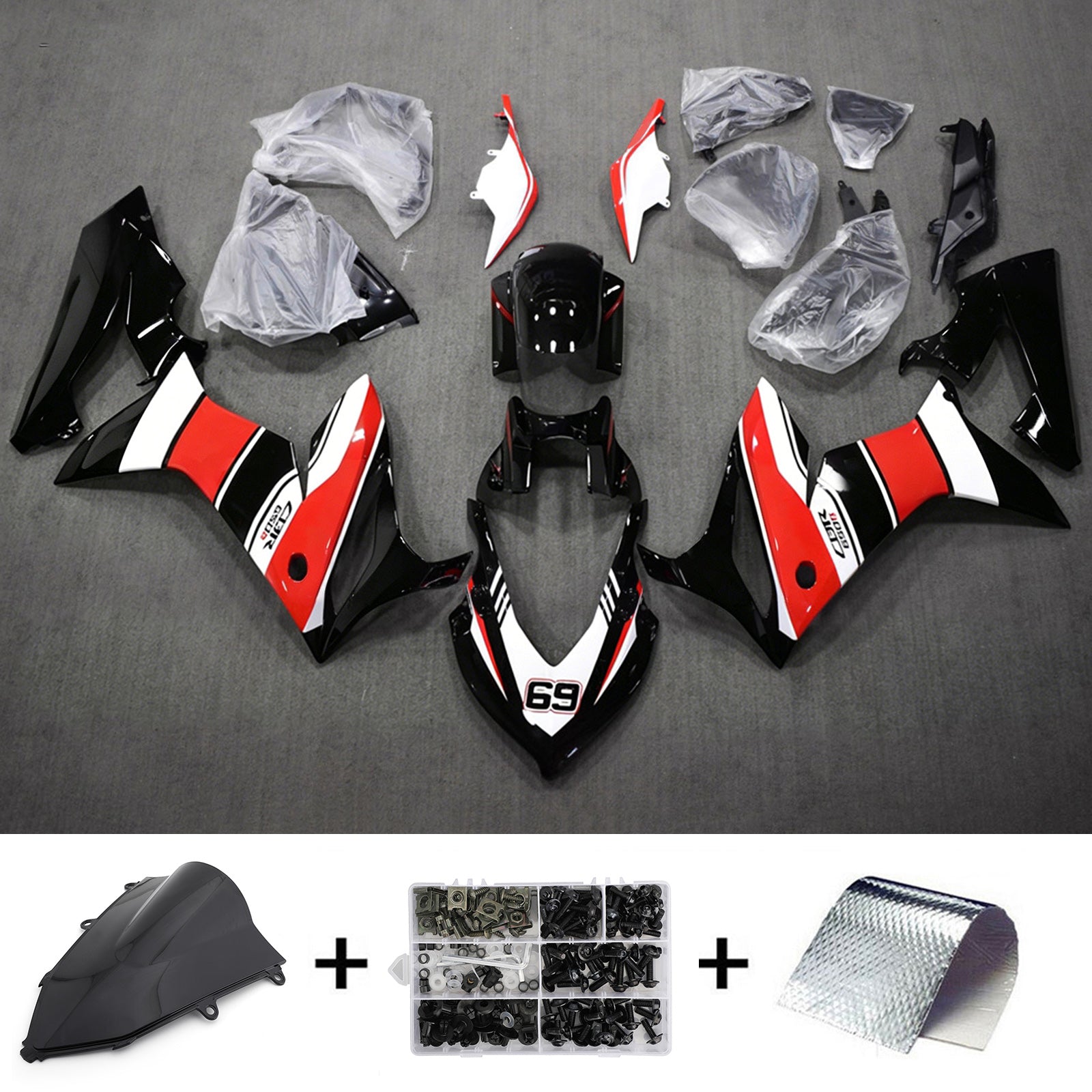 Amotopart 2019-2020 Honda CBR650R Black/White/Red Fairing Kit
