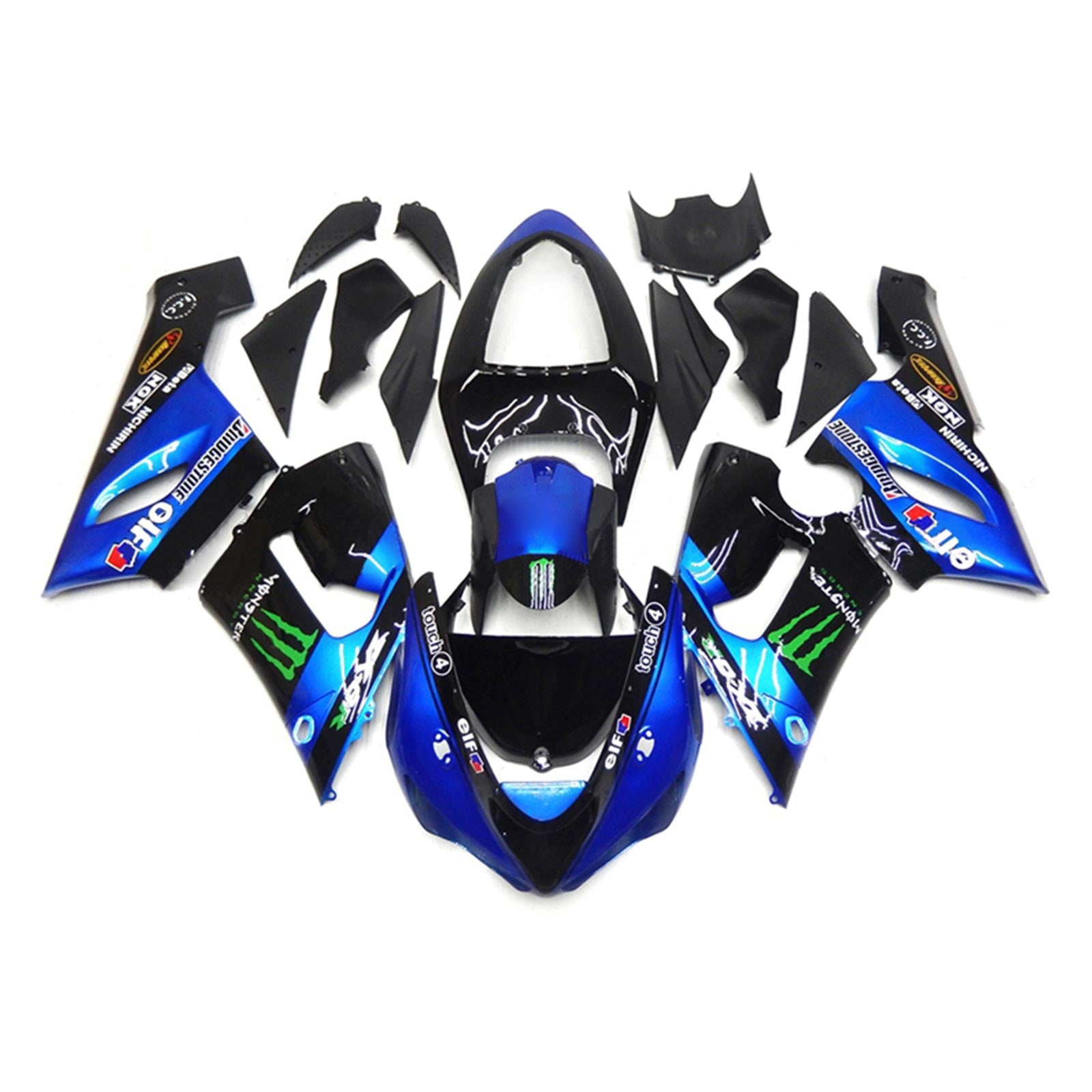 Amotopart 2005-2006 Kawasaki ZX6R 636 Blue&Black Fairing Kit