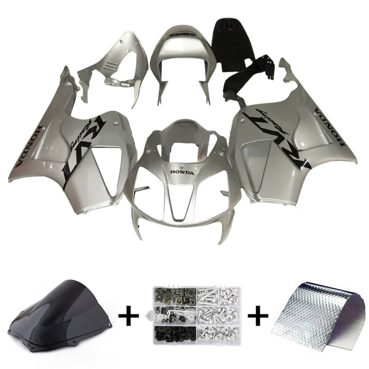 Amotopart 2000-2006 Honda VTR1000 RC51 Silver Black Fairing Kit