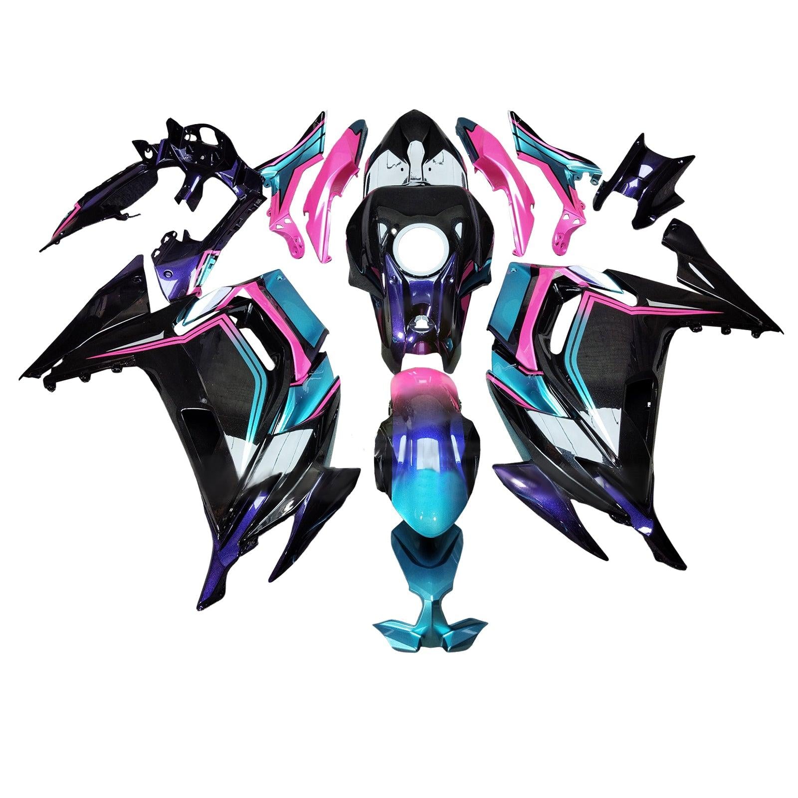 Amotopart 2020-2025 Kawasaki ER6F Ninja650 Blue Pink Black Fairing Kit