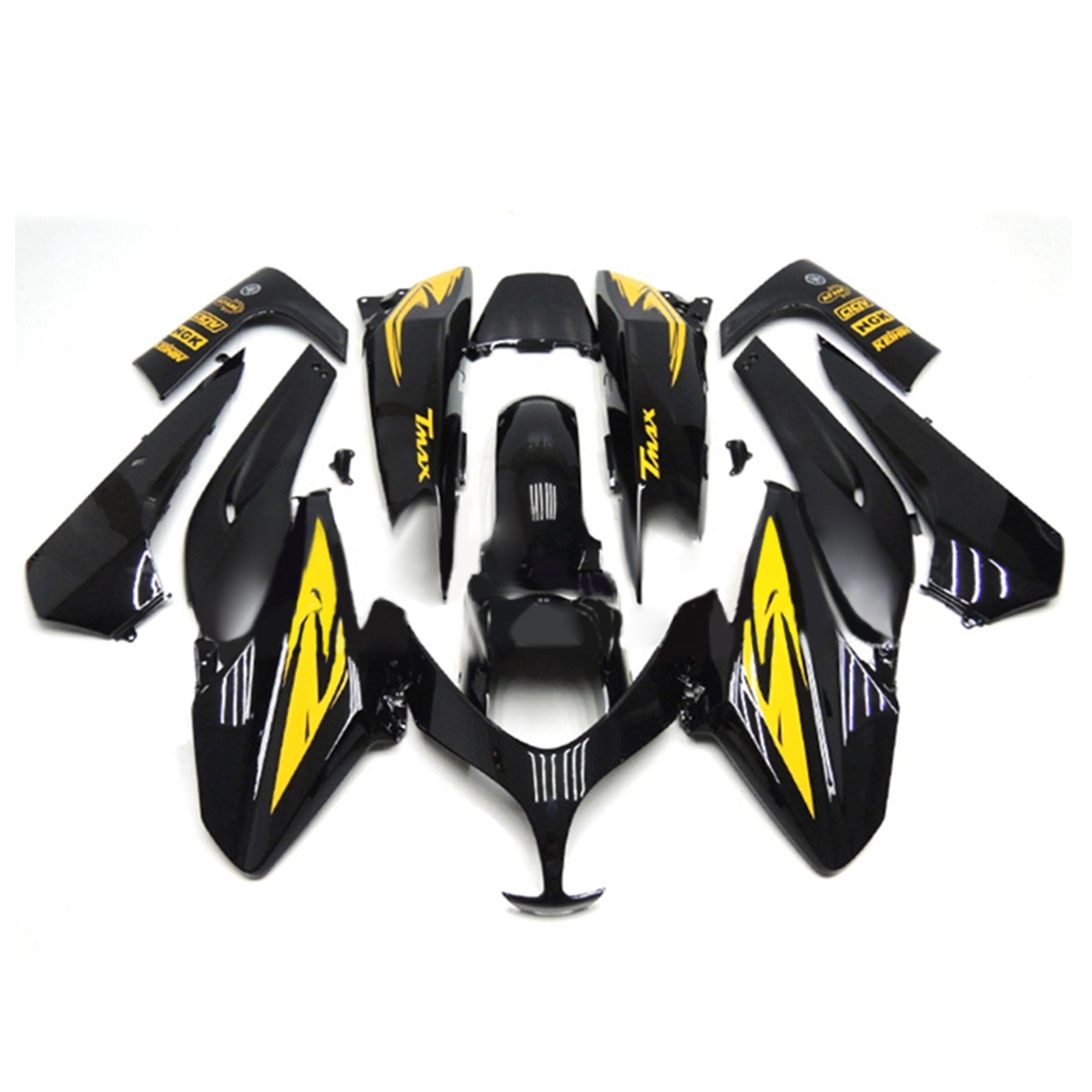 Amotopart 2008-2012 T-Max XP500 Yamaha Kit de carénage noir et jaune Style3