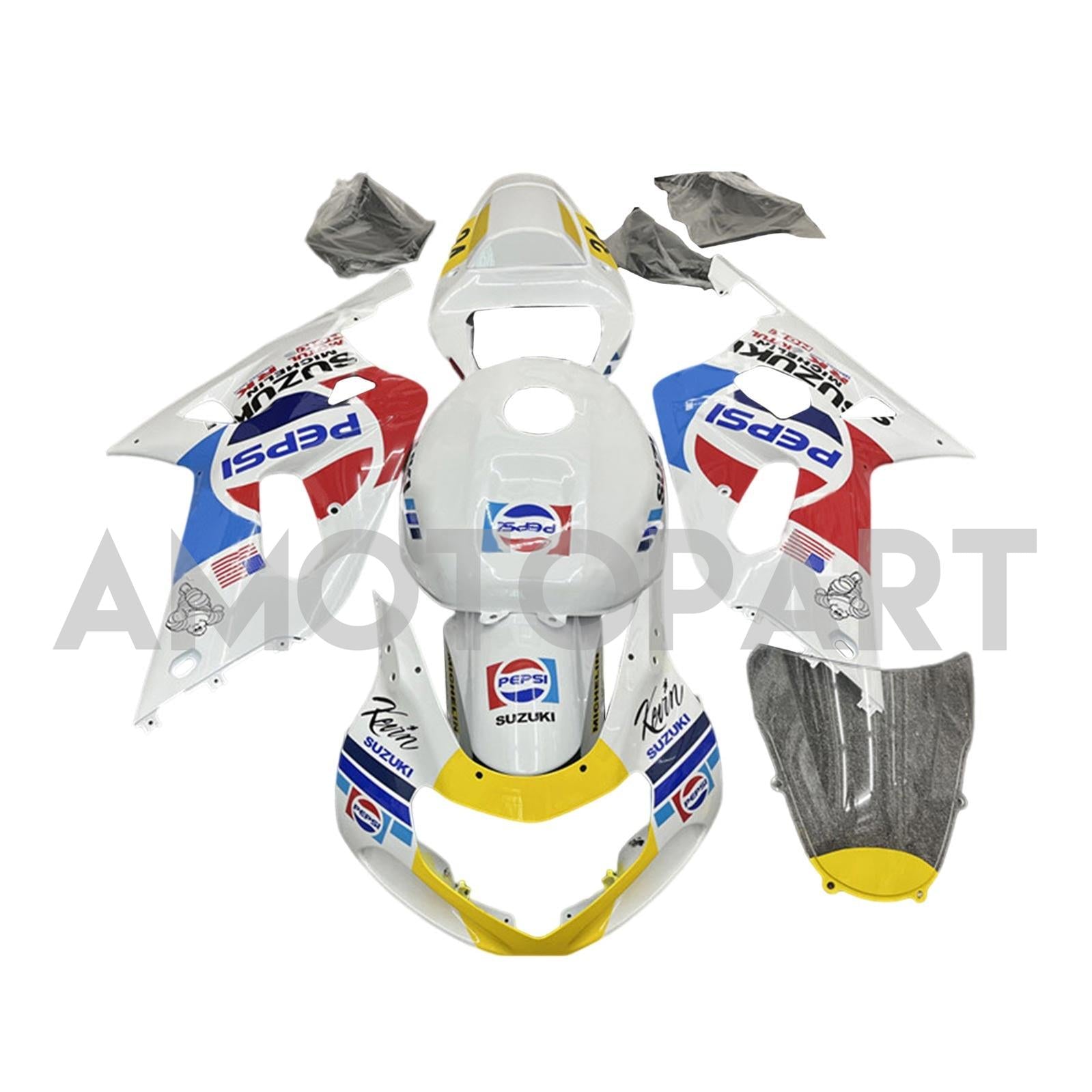 Amotopart Suzuki 01-03 GSXR600 & 00-03 GSXR750 Pepsi White Red Blue Fairing Kit