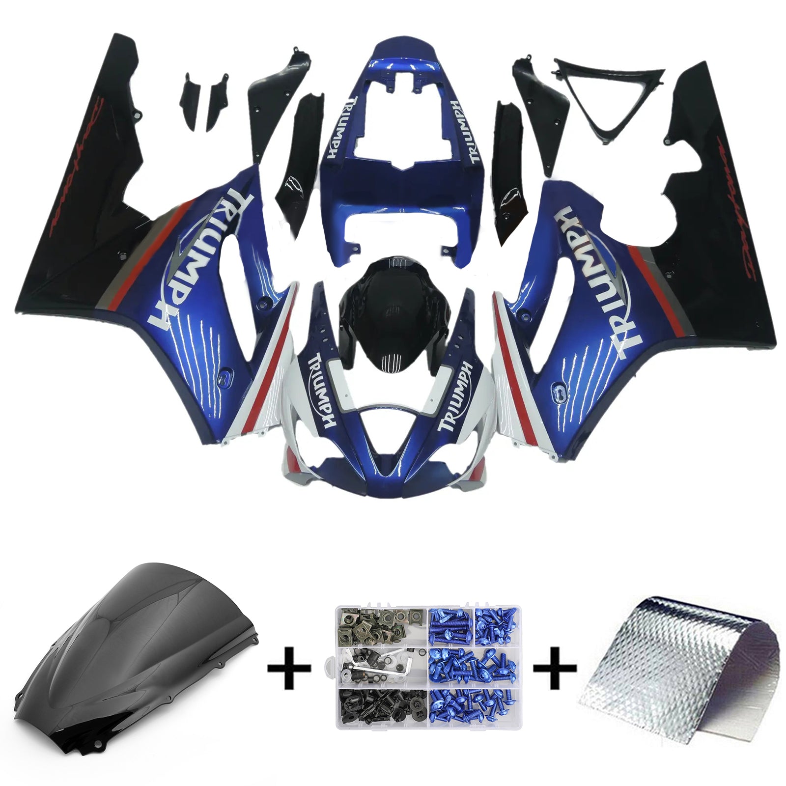 Amotopart 2006-2008 Triumph Daytona 675 Kit de carenado azul y negro