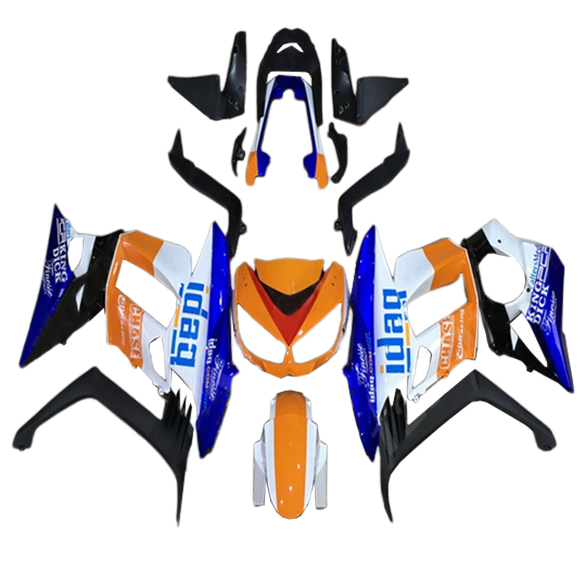 Amotopart Verkleidungssatz für Kawasaki Z1000SX 2010–2015, Schwarz, Weiß, Blau, Orange