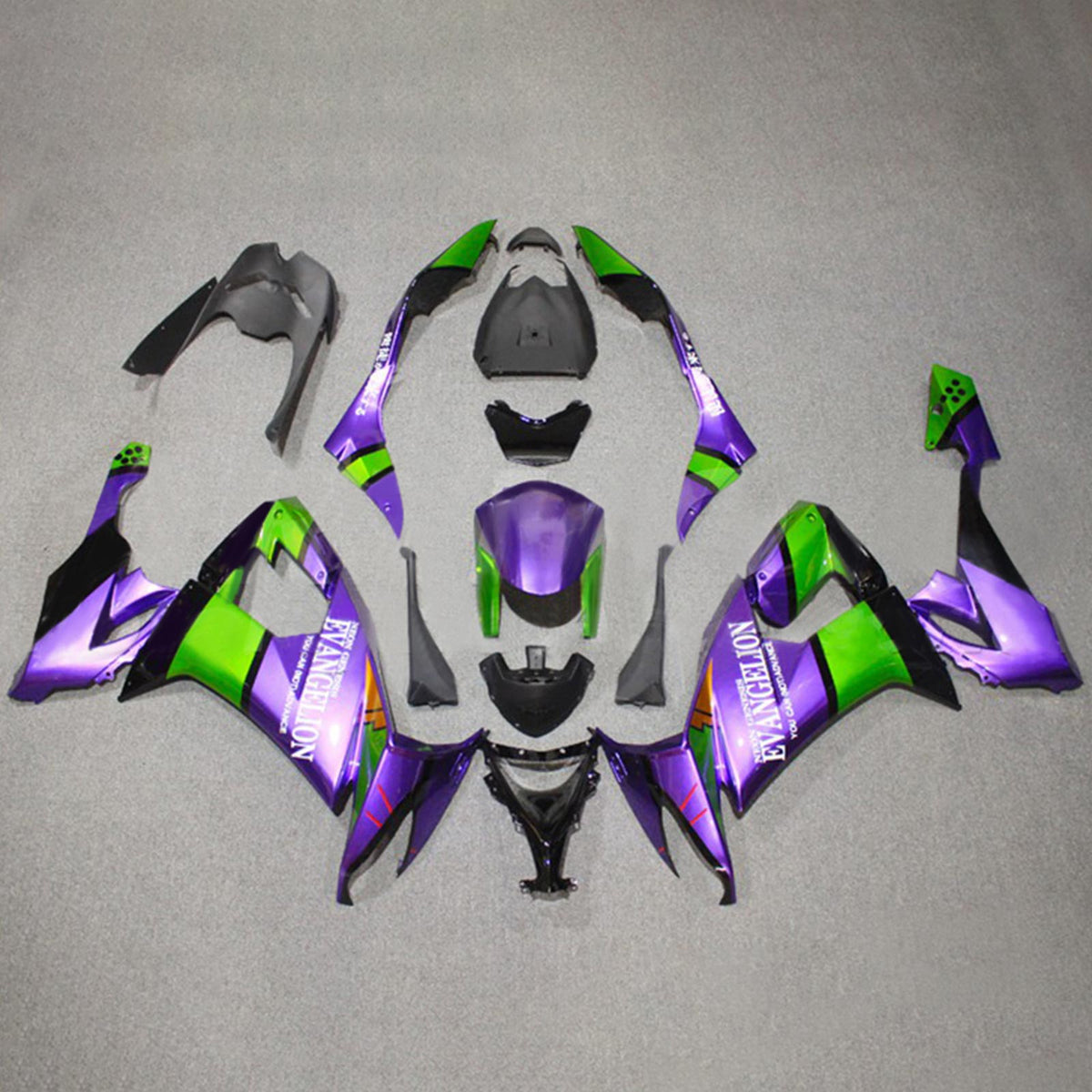 Amotopart 2008-2010 Kawasaki ZX10R Kit de carénage vert et violet