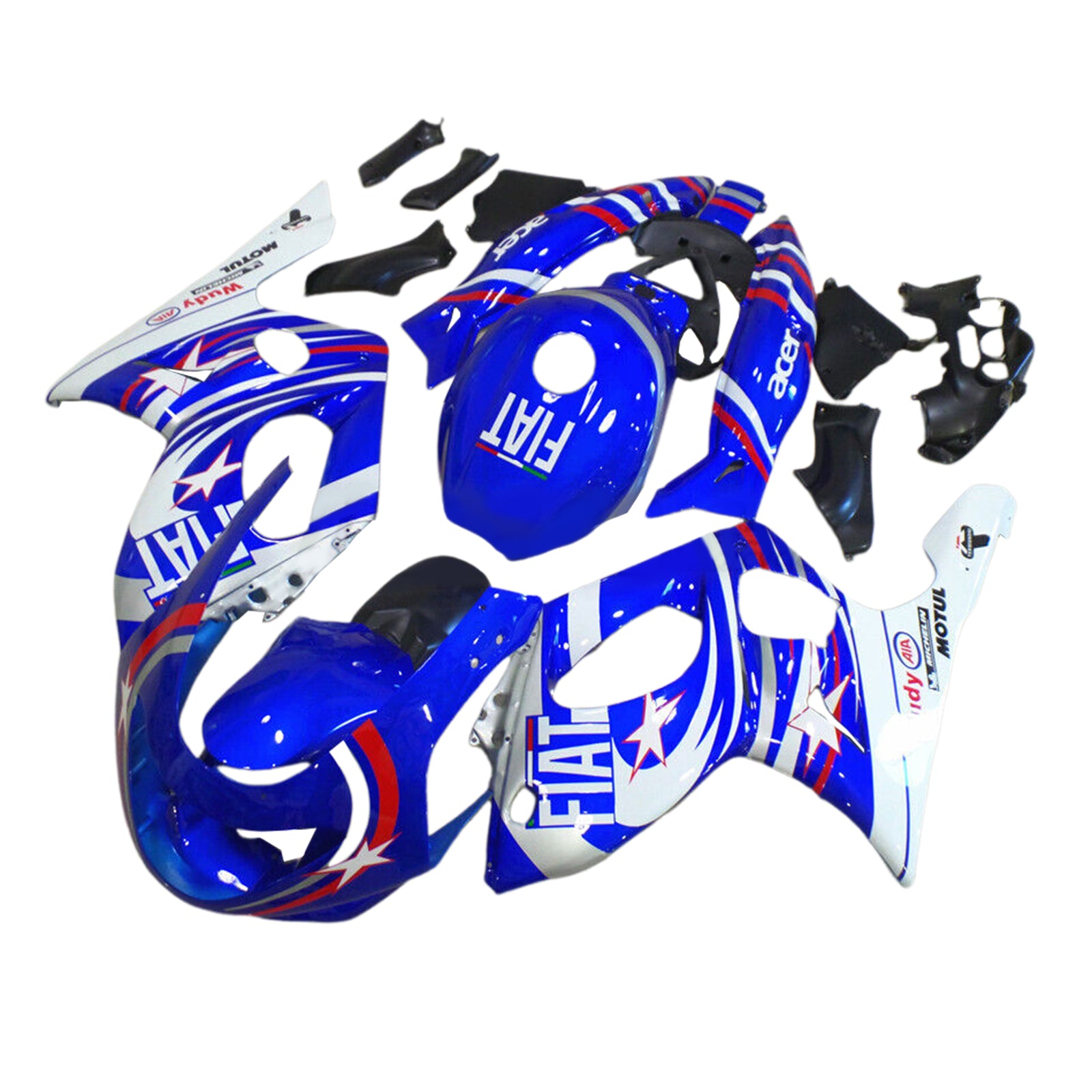 Amotopart 1996-2007 Yamaha YZF 600R Thundercat Blue White & Stars Fairing Kit