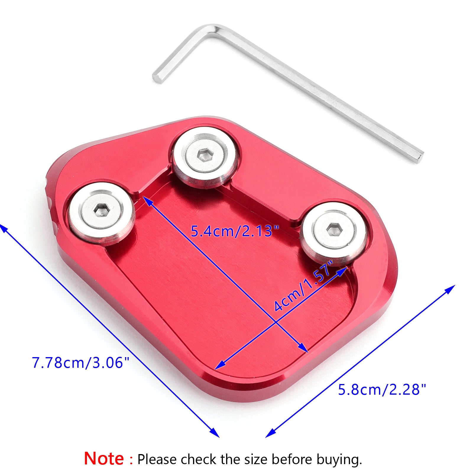 17-18 Honda CBR250RR Kickstand Side Stand Extension Enlarger Pad Red