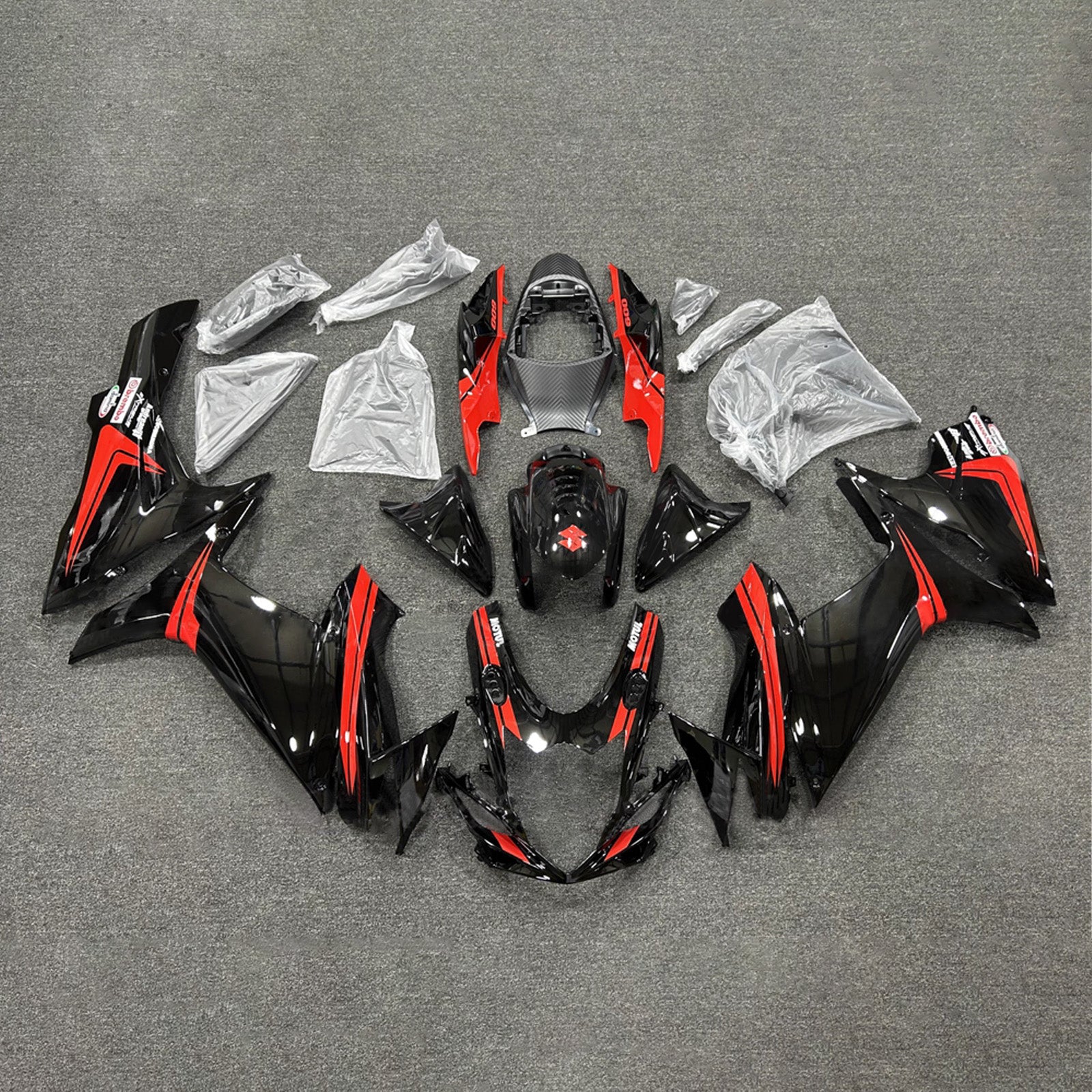 Amotopart 2011-2026 Suzuki GSXR 600/750 Black Red Fairing Kit