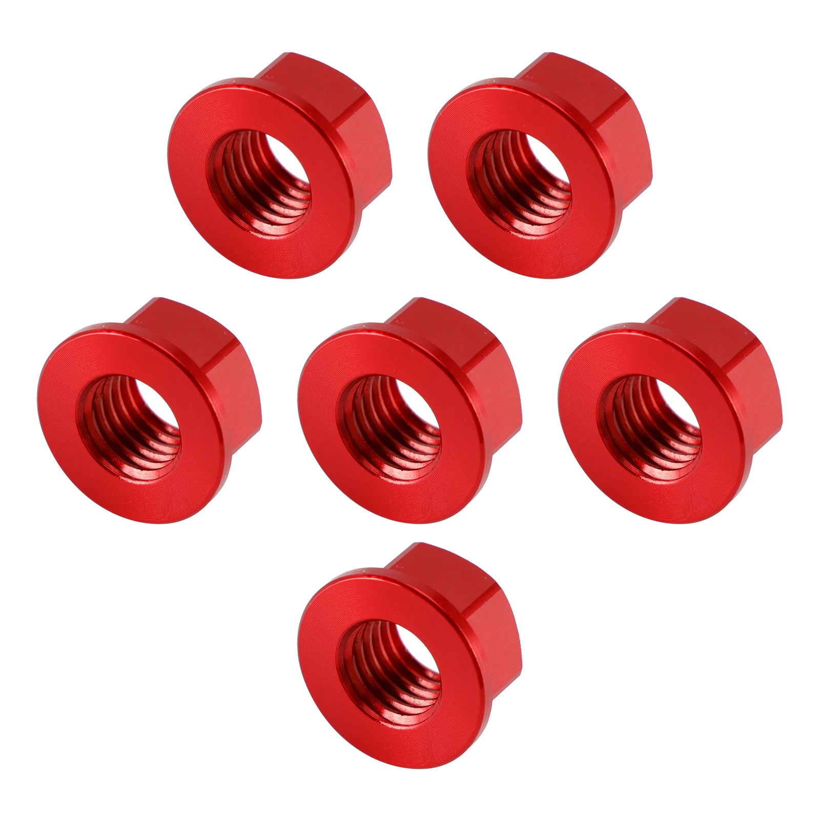 6 Pack Motorcycle Bike Aluminum Rear Sprocket Flange Nuts M10X1.5mm Red