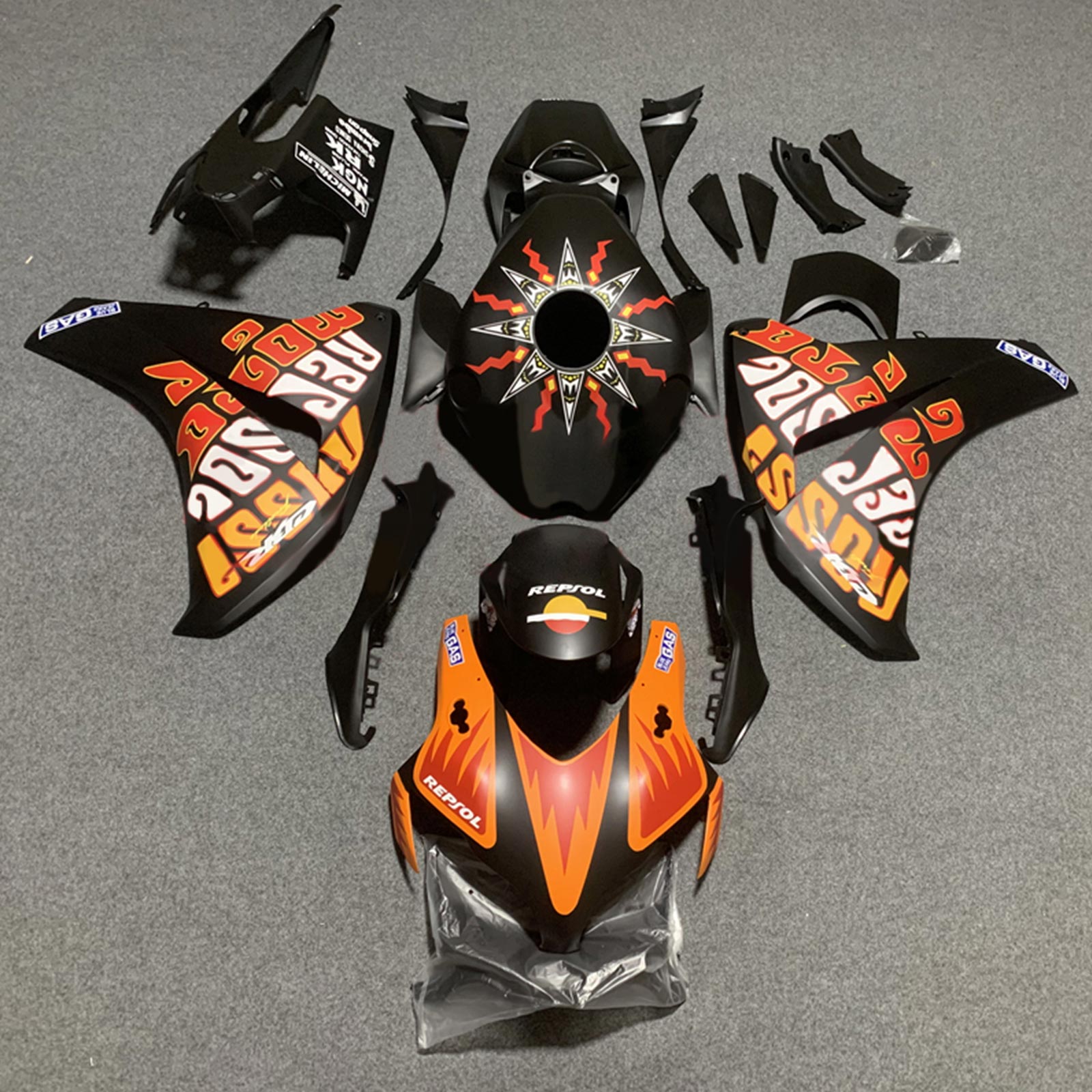 Amotopart 2008-2011 ホンダ CBR1000RR マットカラフルロゴフェアリングキット