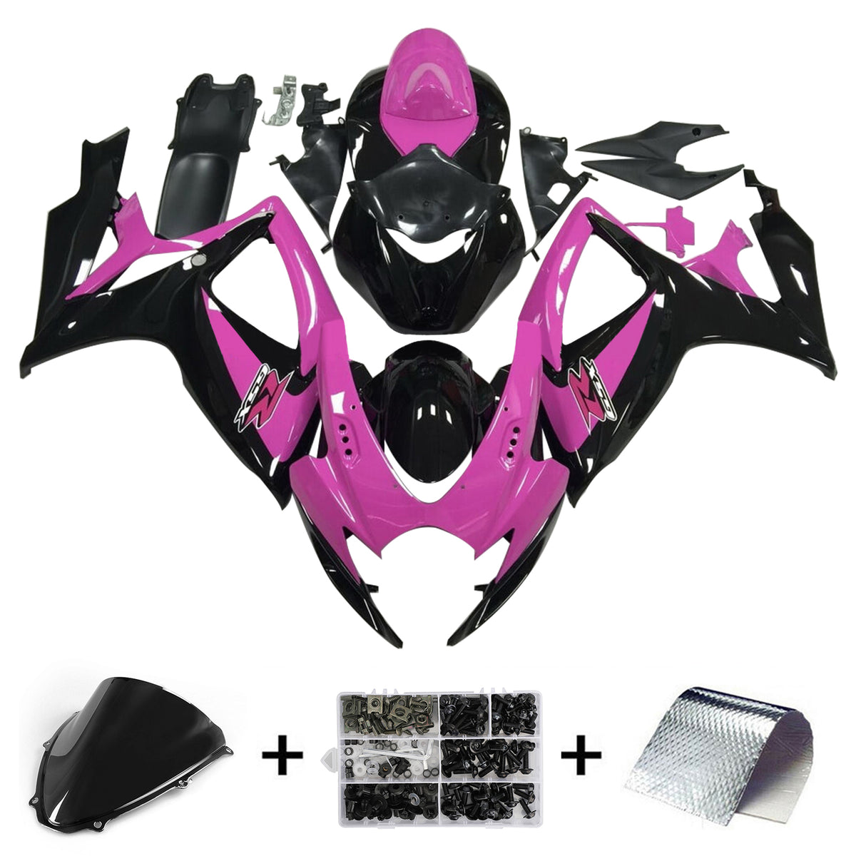 Amotopart 2006-2007 K6 GSXR 600/750 Suzuki Kit carena rosa e nero